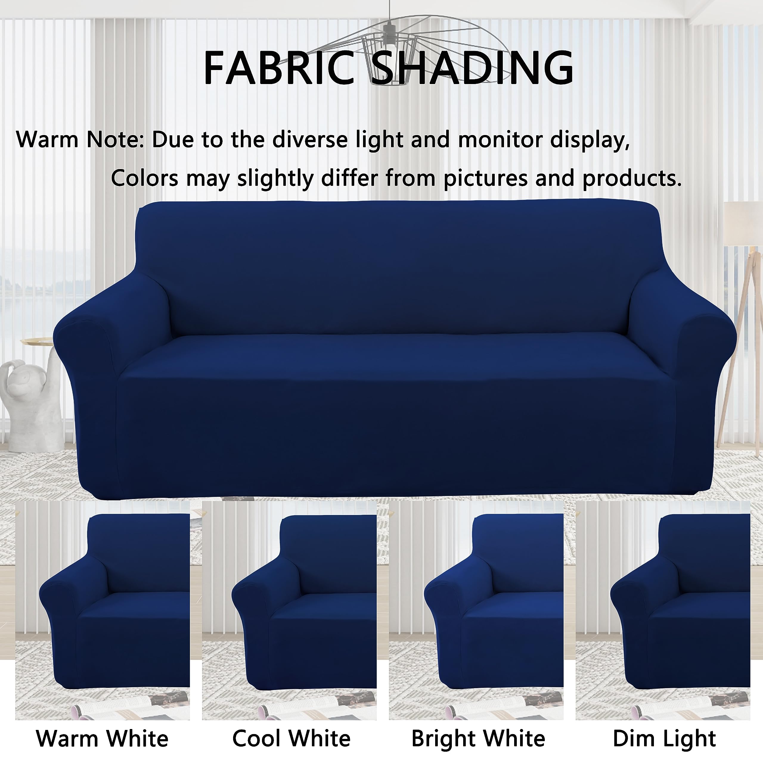 U-NICE HOME Stretch Velvet Chair & Sofa Covers - Premium Furniture Protector Slipcover for Dogs & Pets (Navy Blue) - Perfect for Living Room, Bedroom & Pet-Friendly Homes
