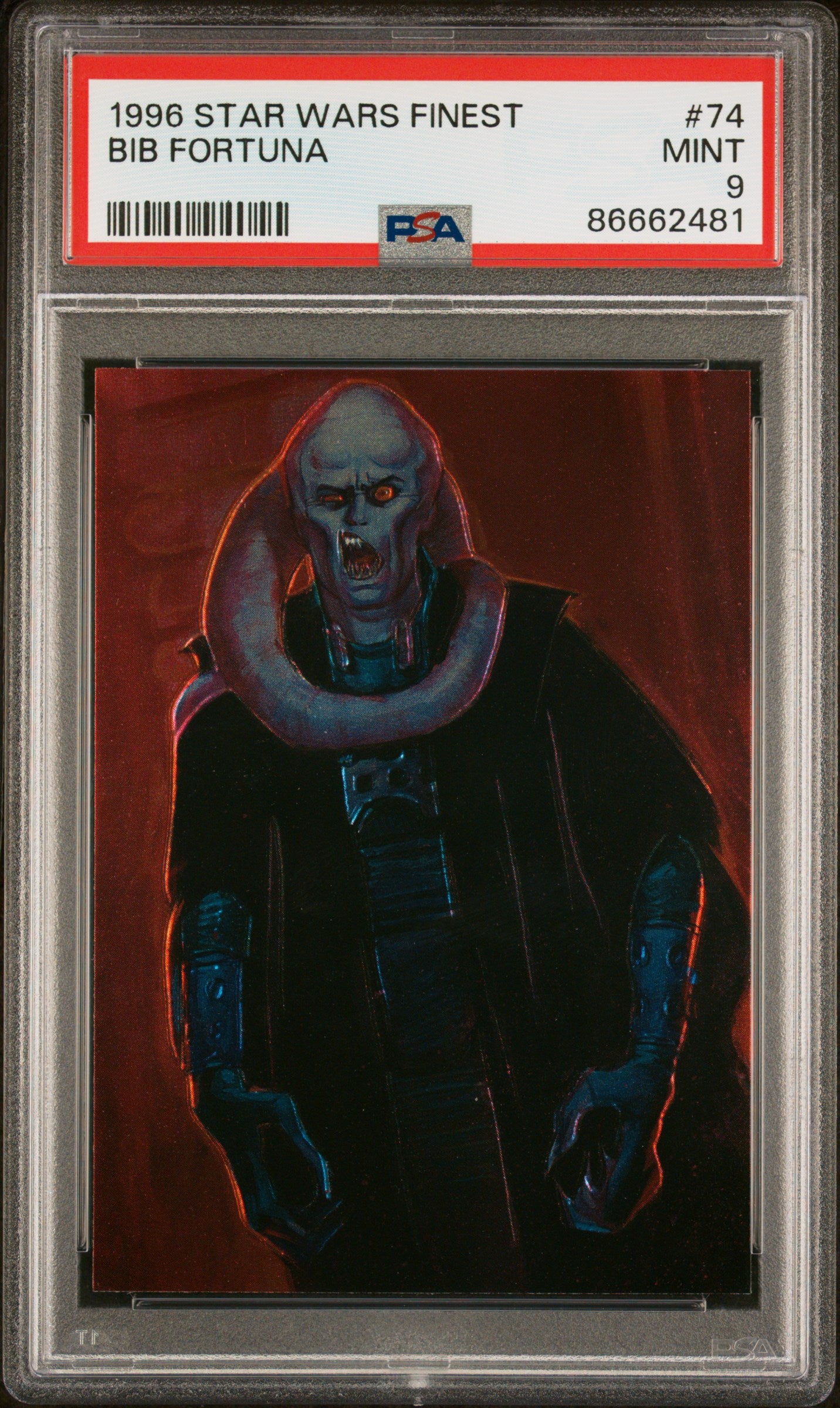 1996 Star Wars Finest Bib Fortuna #74 PSA 9 Graded Trading Card - Rare Collectible for Star Wars Fans & Card Collectors | Perfect for Display, Investment & Nostalgic Gift Giving