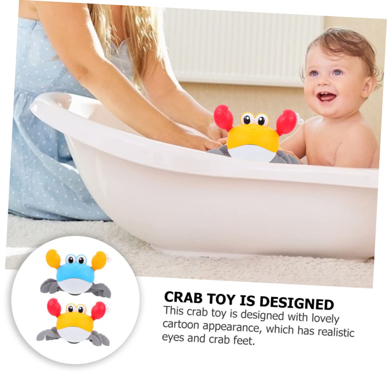 2-Pack Wind-Up Crab Bath Toys for Kids - Fun Swimming & Floating Shower Toys for Bathtub, Pool & Beach Playtime - Durable Plastic Bath Time Fun for Toddlers & Babies