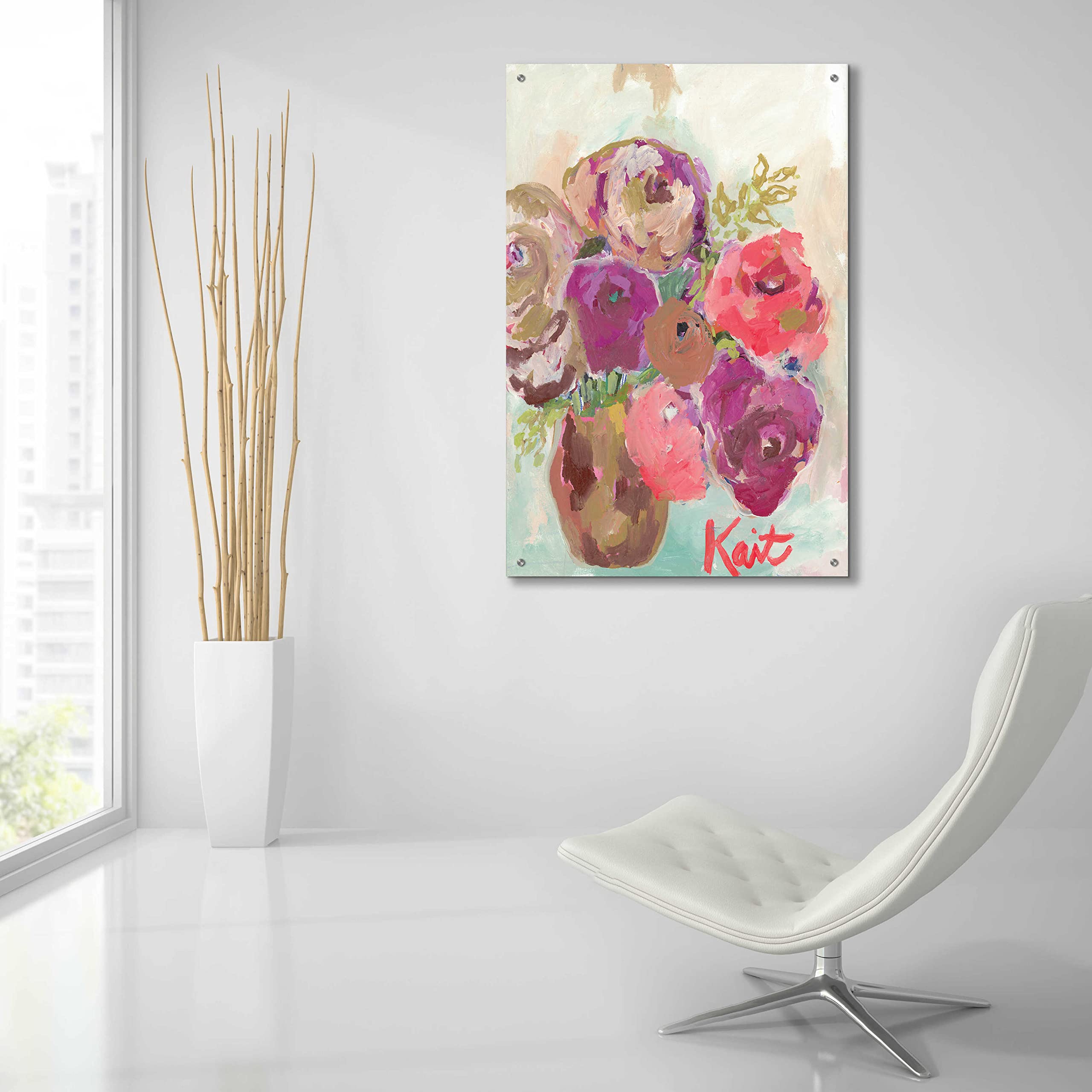 Heart Healing Flowers Acrylic Glass Wall Art by Kait Roberts - 24x36 Inches Modern Abstract Painting for Living Room, Bedroom & Office Decor