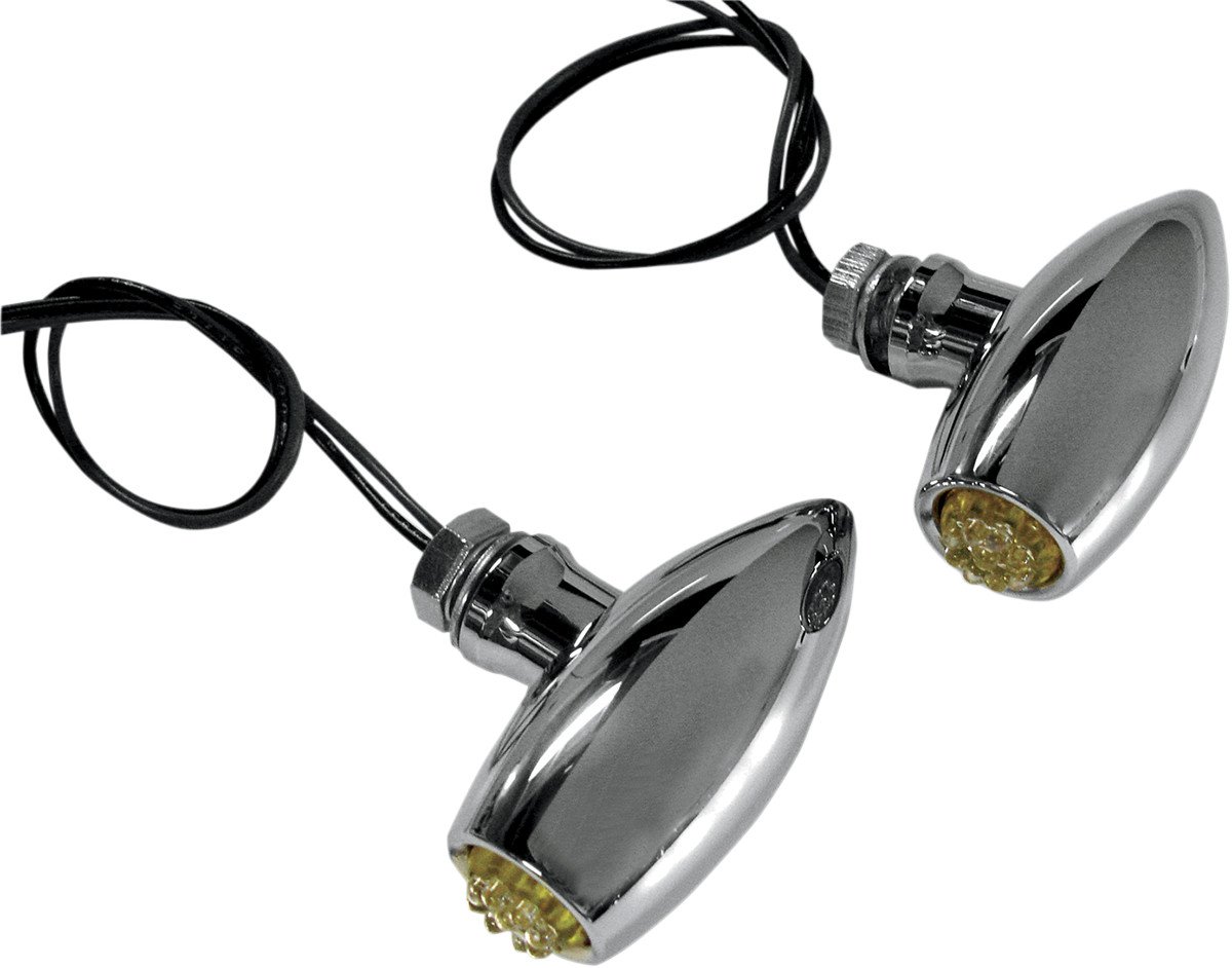 Joker Machine Astro LED Marker Lights - Center Mount Chrome Amber 05-52AC for Motorcycles & Trucks - High Visibility Safety Lights for Night Riding & Off-Road Adventures
