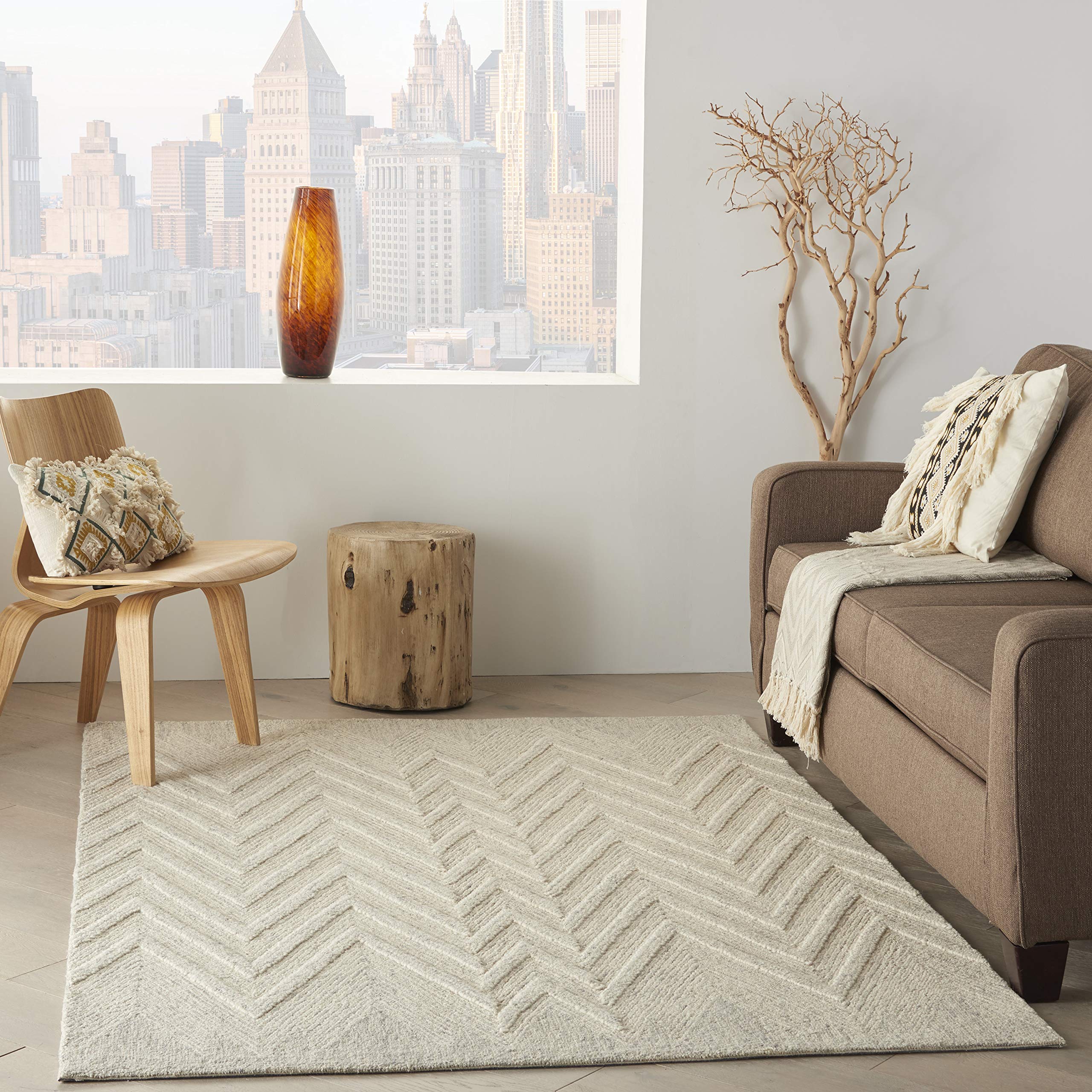 Nourison Linked Bohemian Ivory/Grey 3'9
