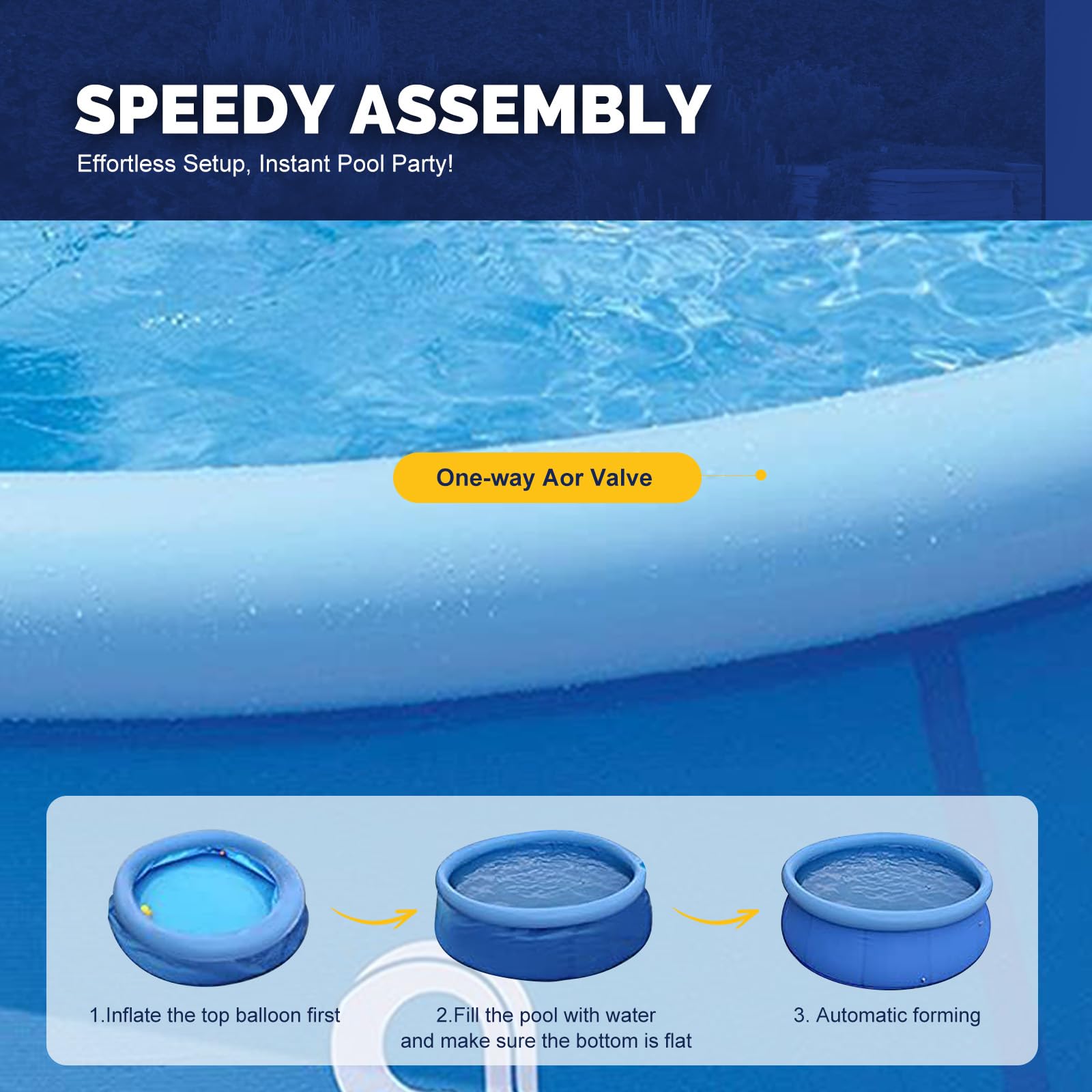 DIMAR GARDEN 15ft x 36in Inflatable Above Ground Swimming Pool - Large Round Family Pool with Air Top Ring for Kids & Adults - Perfect for Backyard, Lawn, Garden Summer Fun & Outdoor Relaxation