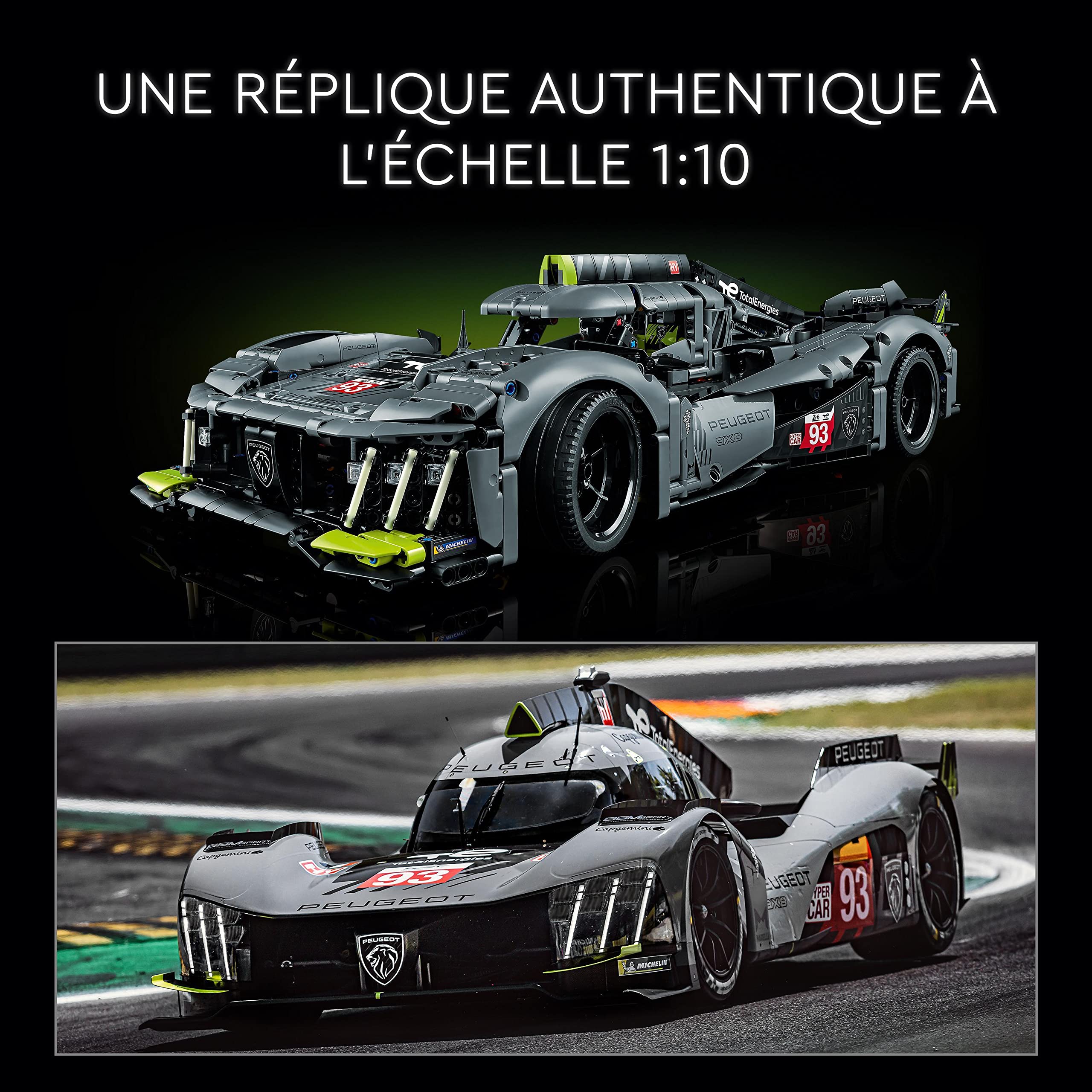 LEGO 42156 Technic Peugeot 9X8 24H Le Mans Hybrid Hypercar - 1:10 Scale Advanced Racing Car Model for Adults, Collector's Edition | Perfect for Display, Racing Enthusiasts & Gift Giving