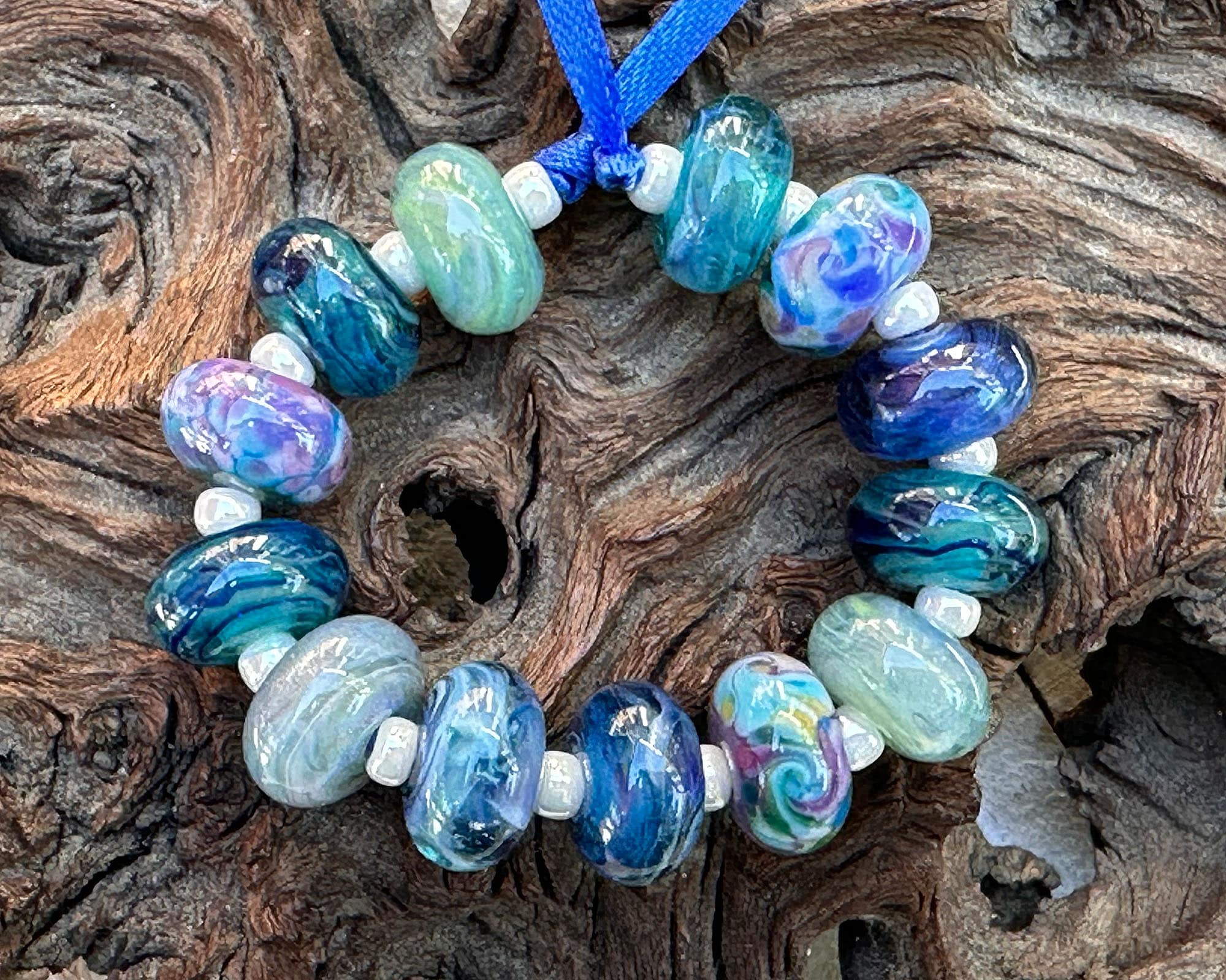 13pcs Ocean Blue Handmade Lampwork Glass Beads for Jewelry Making - DIY Bracelet, Necklace, Earrings Craft Supplies - Perfect for Gifts & Boho Style Accessories