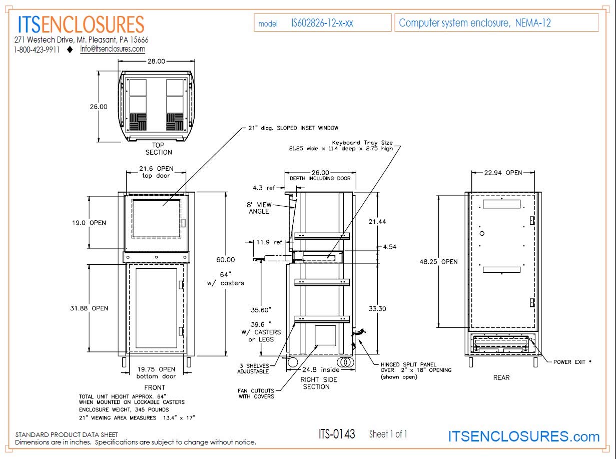 Industrial Mobile Computer Cabinet - NEMA 12 Rated Enclosure for Harsh Environments | Perfect for Factory Floors, Warehouses & Manufacturing Plants