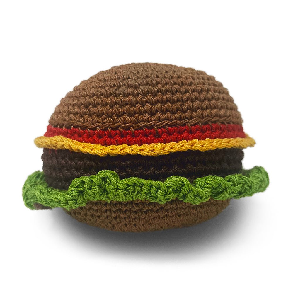 Cute Burger Crochet Toy - Handmade Amigurumi Plush for Kids & Collectors - Perfect for Gifts, Home Decor, and Playtime