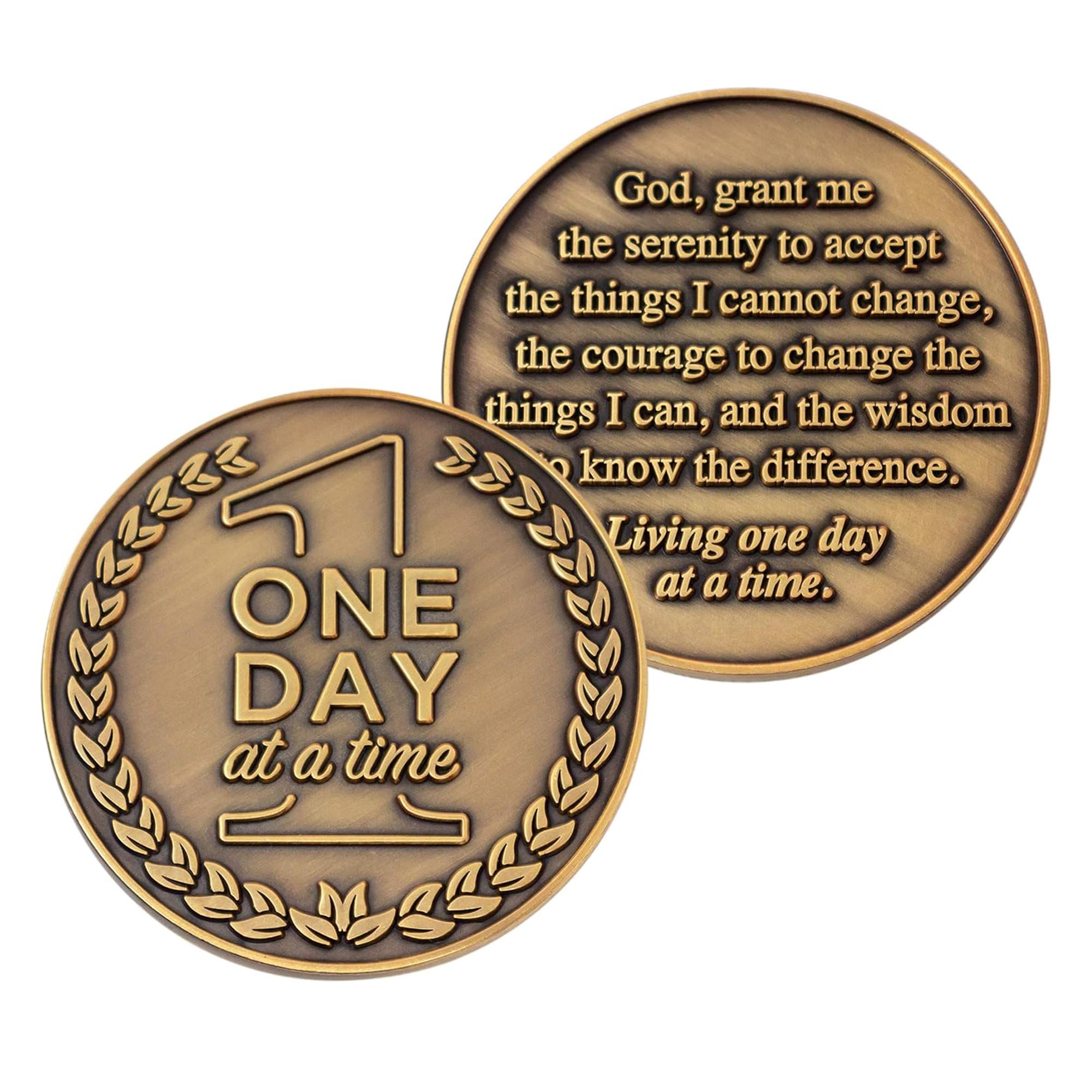 10-Piece Serenity Prayer & One Day at a Time Sobriety Coin Set - 1.75