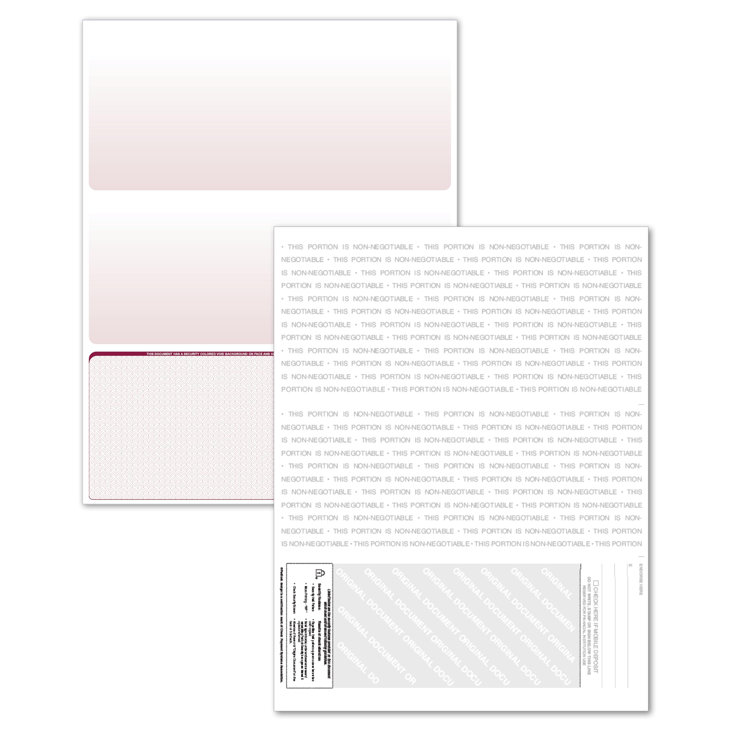 500 Blank Laser/Computer Checks - Bottom Style Burgundy Safety Paper - Compatible with QuickBooks, Quicken & More - Ideal for Business, Office & Home Use