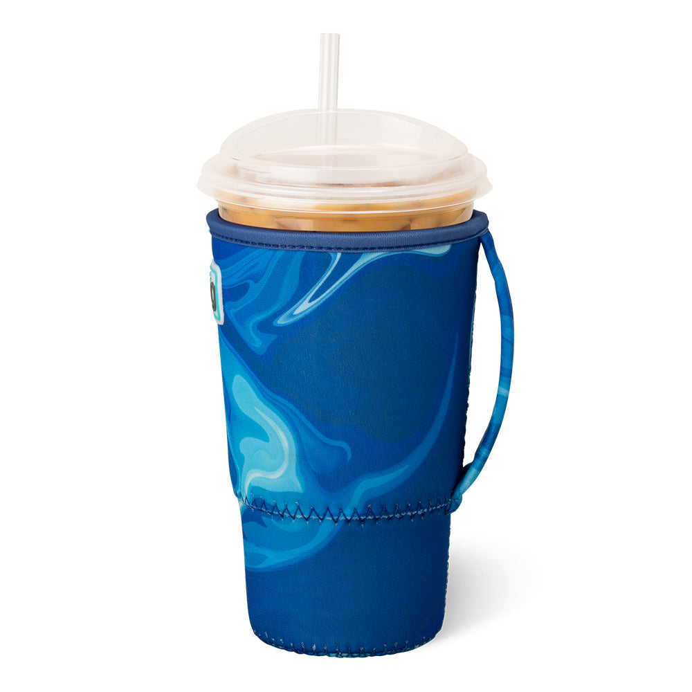 Blue Lagoon Large Iced Cup Coolie - 20oz Insulated Tumbler with Lid & Straw, Perfect for Iced Coffee, Smoothies, and Summer Drinks at Beach, Pool, or Outdoor Parties