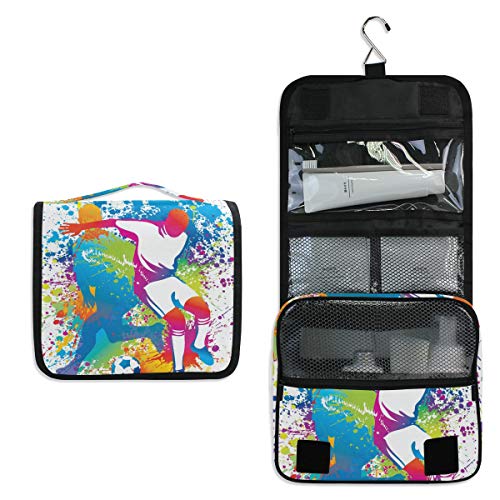 Football Player Watercolor Hanging Toiletry Bag for Women - Travel & Sports Organizer