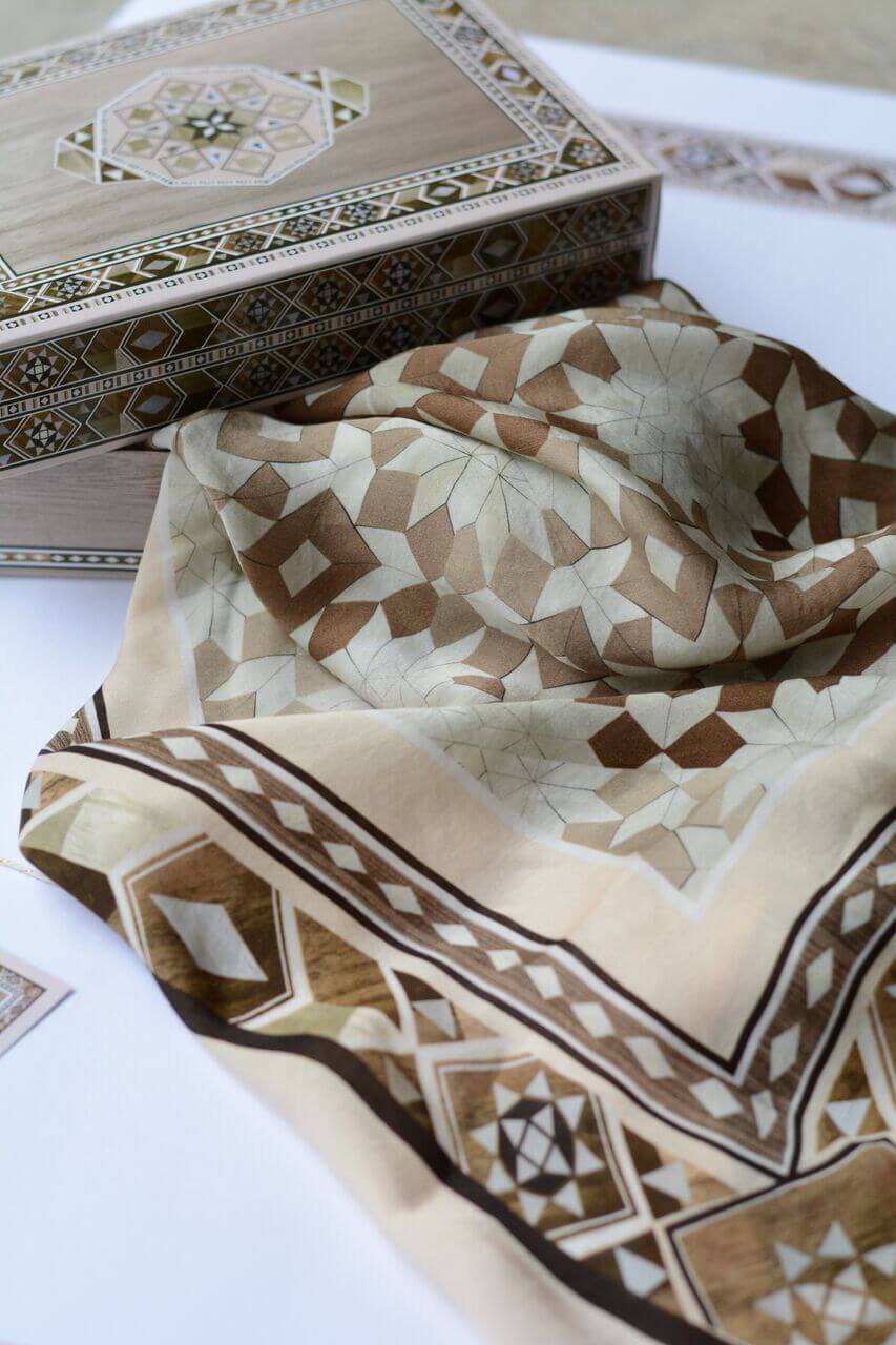Luxury Damask Silk Square Scarf - Elegant Fashion Accessory for Women, Perfect for Parties, Weddings & Special Occasions