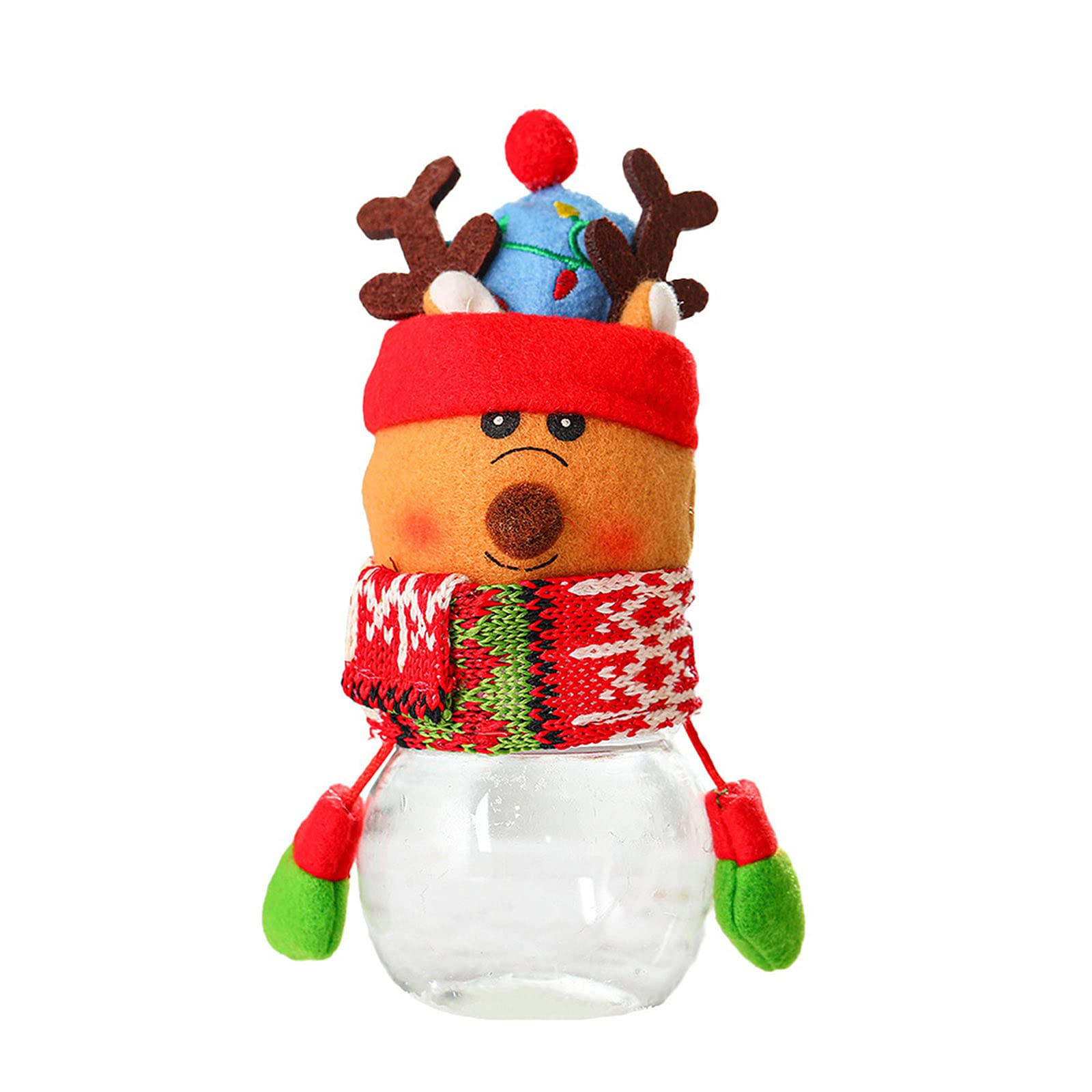 2#FG Santa Claus Snowman Elk Christmas Candy Jar - Holiday Candy Packaging & Festive Decor for Christmas Tree, Home, Party, and Gift Giving