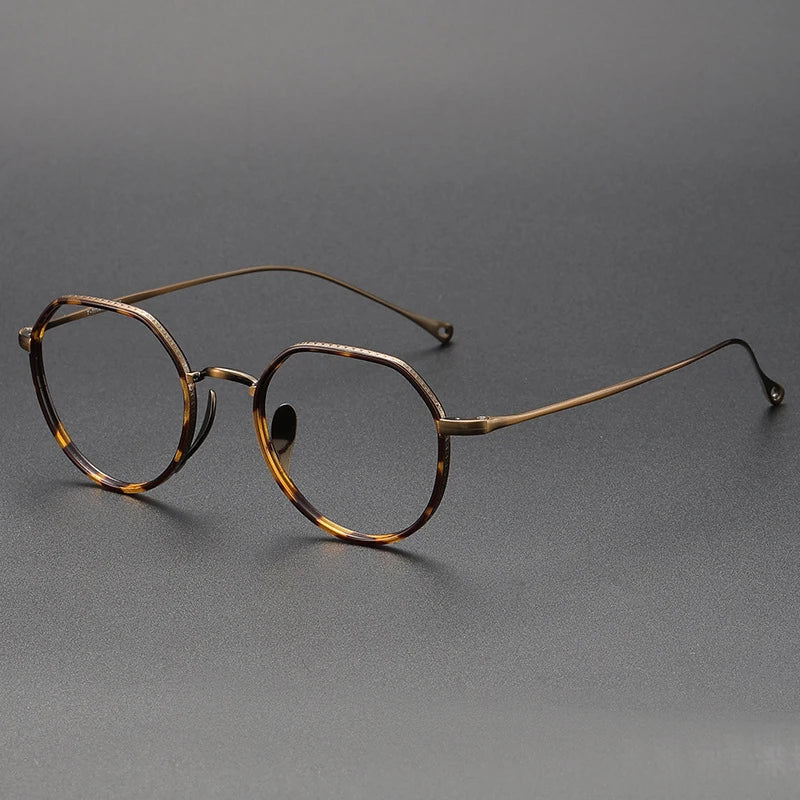 Black Titanium Round Flat Top Eyeglasses for Women - K7310 | Lightweight & Durable Frame for Everyday Wear, Office, and Reading