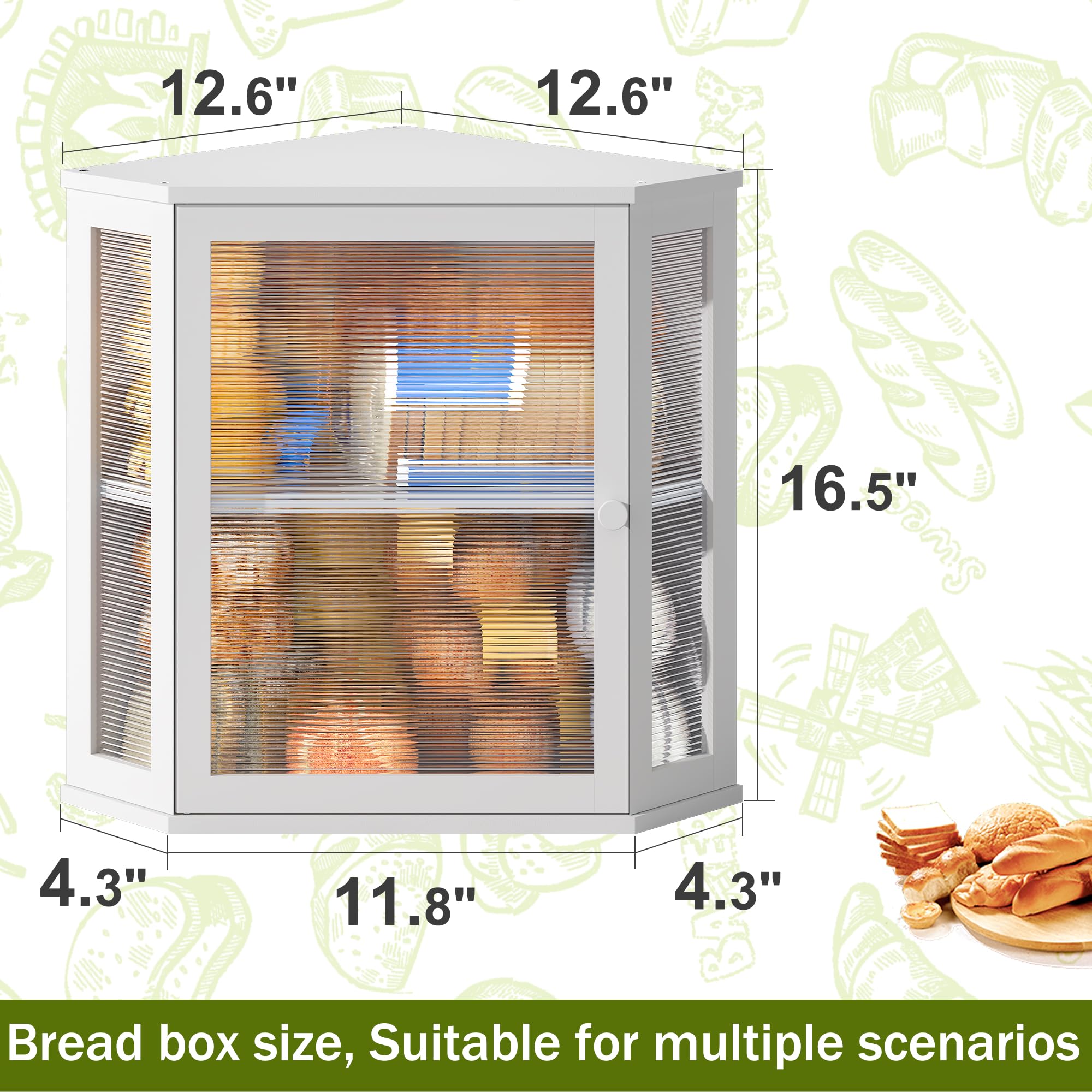 BMOSU Double Layer Bamboo Bread Box - Extra Large White Wooden Bread Storage Bin for Kitchen Countertop | Perfect for Storing Bread, Buns, and Pastries to Keep Fresh Longer