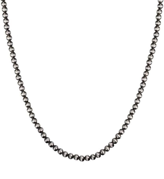 Navajo Pearls Beaded Necklace - 4mm 925 Sterling Silver Beads Jewelry for Women, 16