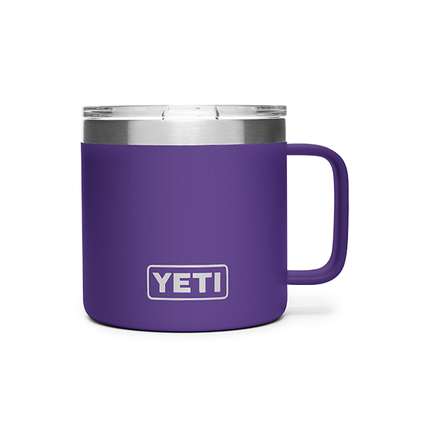 Yeti Rambler 14 Oz Insulated Stainless Steel Travel Mug with Lid - Peak Purple | Hot & Cold Drink Tumbler for Camping, Office & Outdoor Adventures