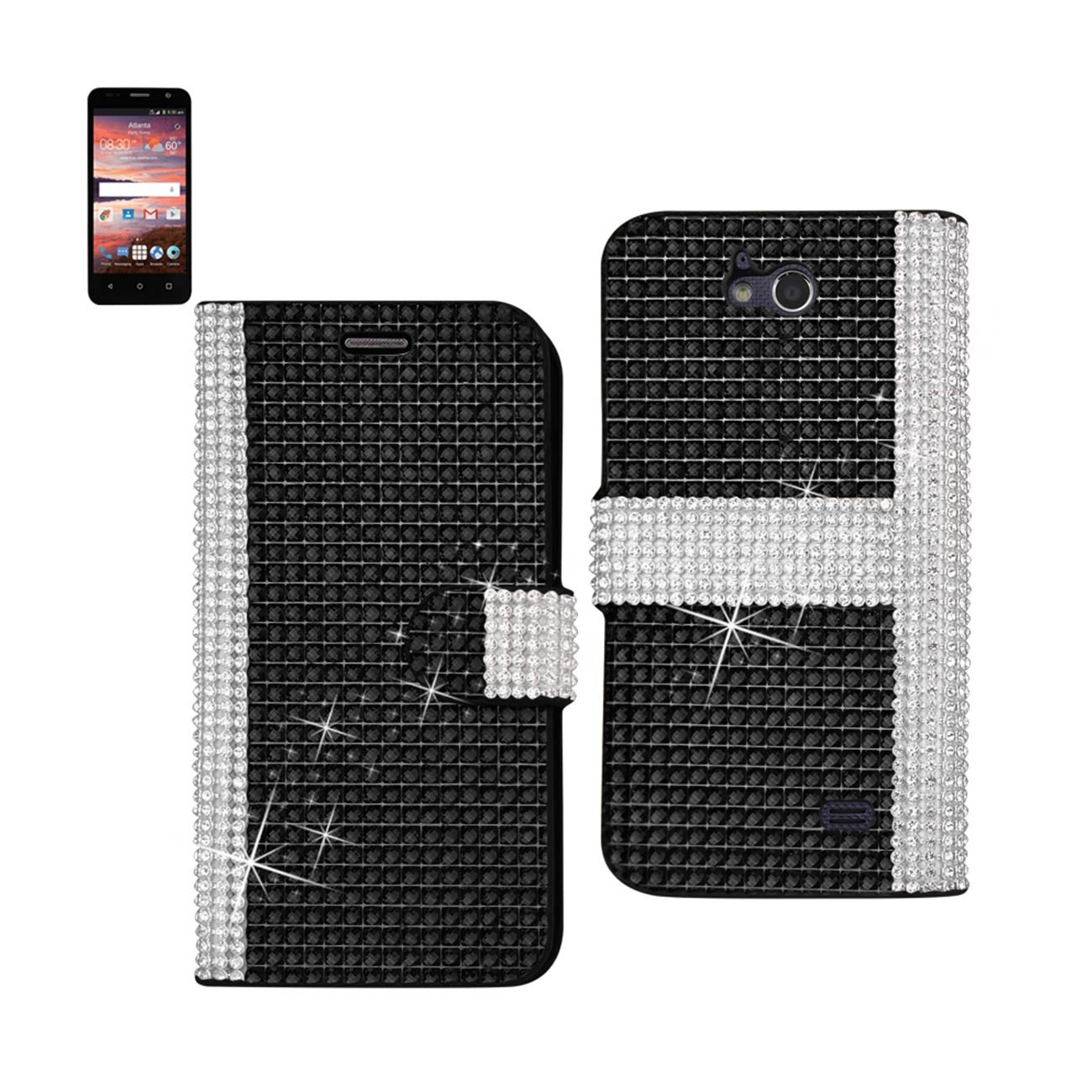 Reiko Wireless Wallet Cases for ZTE Overture 2 - Slim Protective Phone Cover with Card Slots & RFID Blocking - Perfect for Travel, Shopping & Everyday Use (Black)
