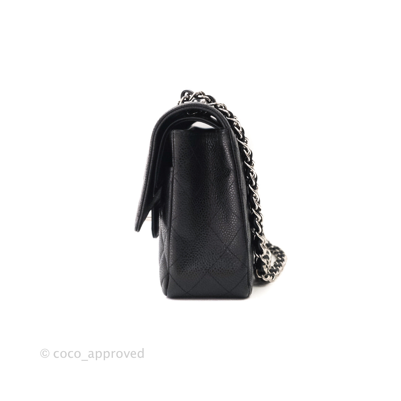 Chanel Classic M/L Medium Double Flap Bag Black Caviar Leather with Silver Hardware - Luxury Handbag for Women, Perfect for Work, Evening Events & Special Occasions