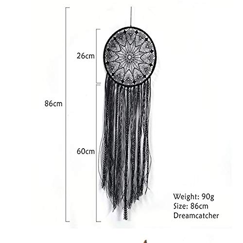 Handmade Black Macrame Dream Catcher Wall Hanging - Boho Chic Lace Bedroom Decor for Adults & Kids Rooms, Living Room Home Ornament - Perfect for Nursery, Dorm, Wedding Decor & Spiritual Gift