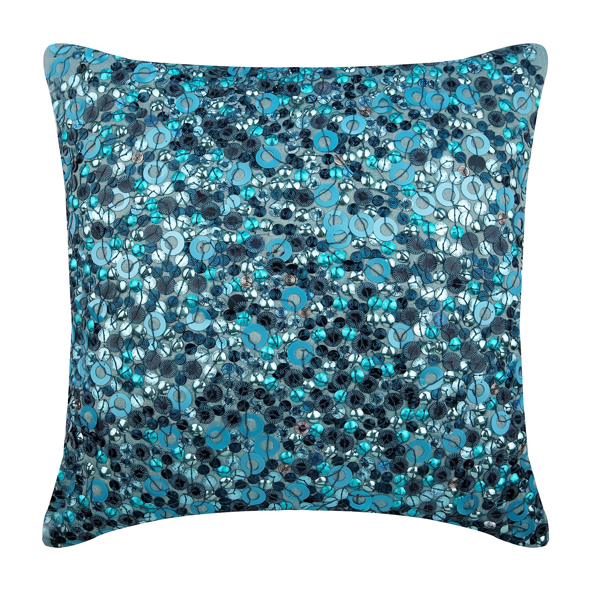 Antique Silver Teal Blue Art Silk Throw Pillow Cover - Elegant Home Decor for Living Room, Bedroom & Sofa