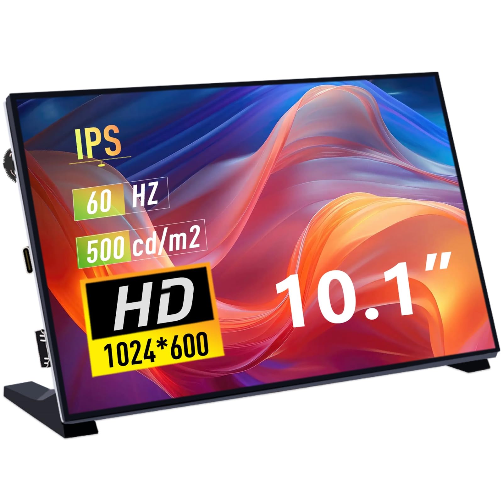 GeeekPi 10.1 Inch IPS LCD Screen for Raspberry Pi 5/4B/3B+/3B/B+/Zero/400 - 1024x600 HDMI Portable Monitor with Free Driver (Non-Touch) - Compatible with Windows 11/10/8/7 - Perfect for DIY Projects, Coding, Gaming & Home Automation