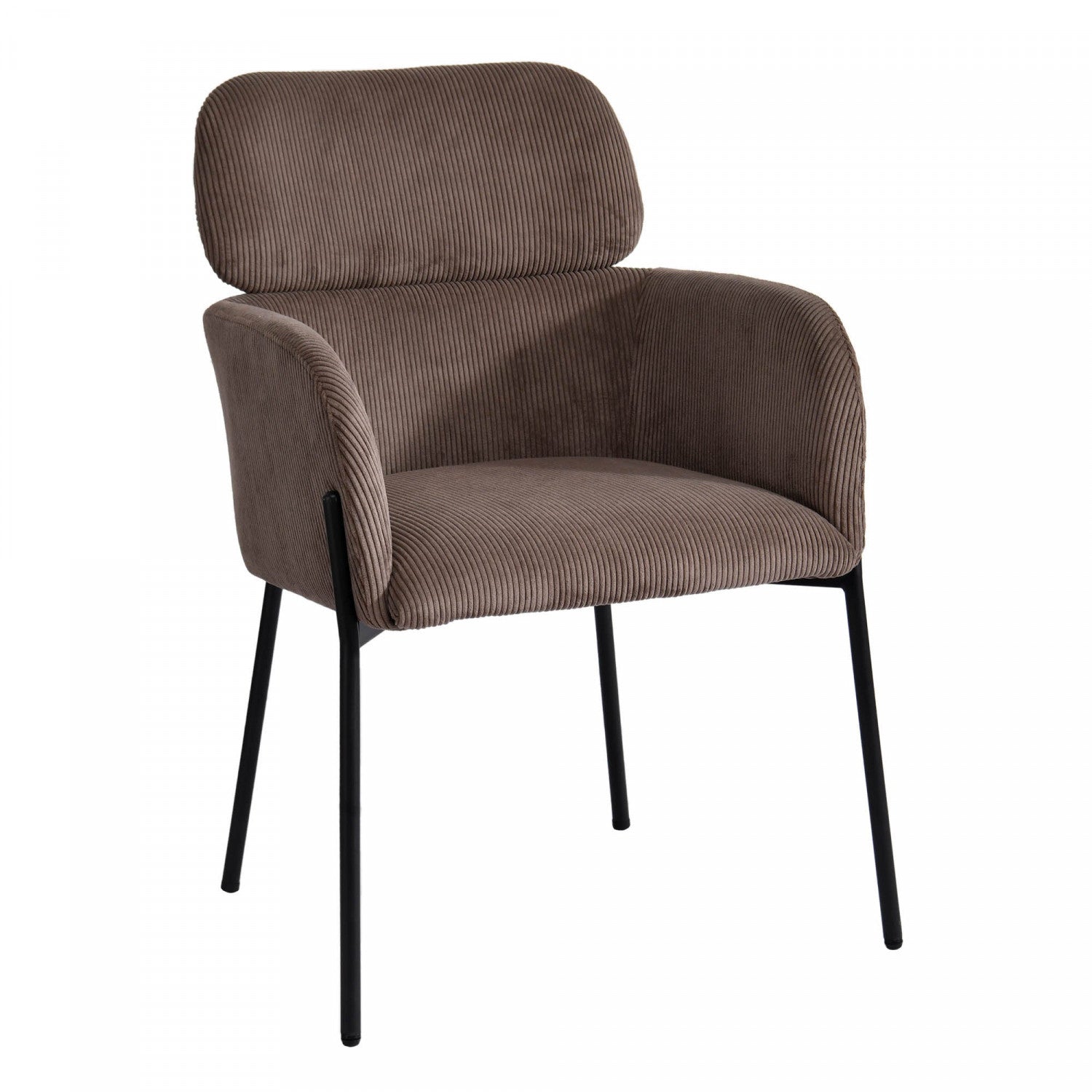 Celon Dining Chair - Corduroy Brown Upholstered Seat, Modern Kitchen & Dining Room Furniture for Home & Restaurant Use