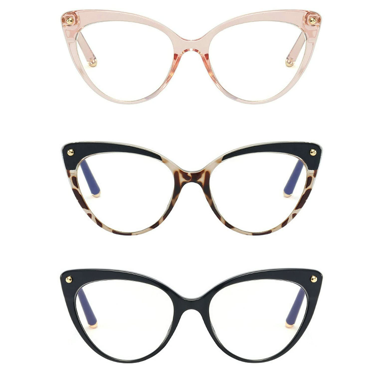3pcs Blue Light Blocking Glasses for Cat Lovers - Anti Glare Reading & Eye Fatigue Relief for Men & Women - Perfect for Work & Screen Time