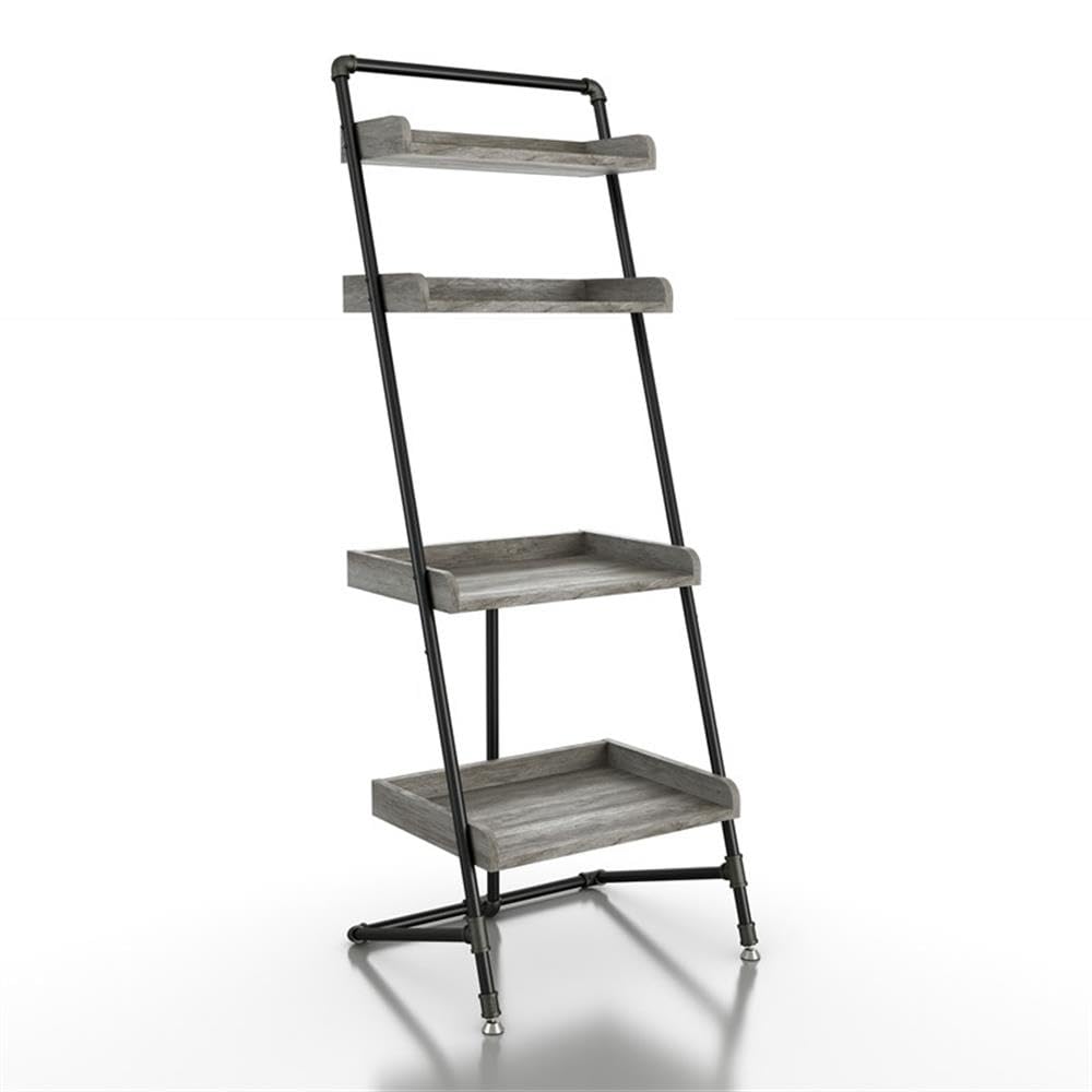 Furniture of America Karin Wood Bookshelf Set of 2 - Vintage Gray Oak Finish - Perfect for Living Room, Home Office & Library Storage