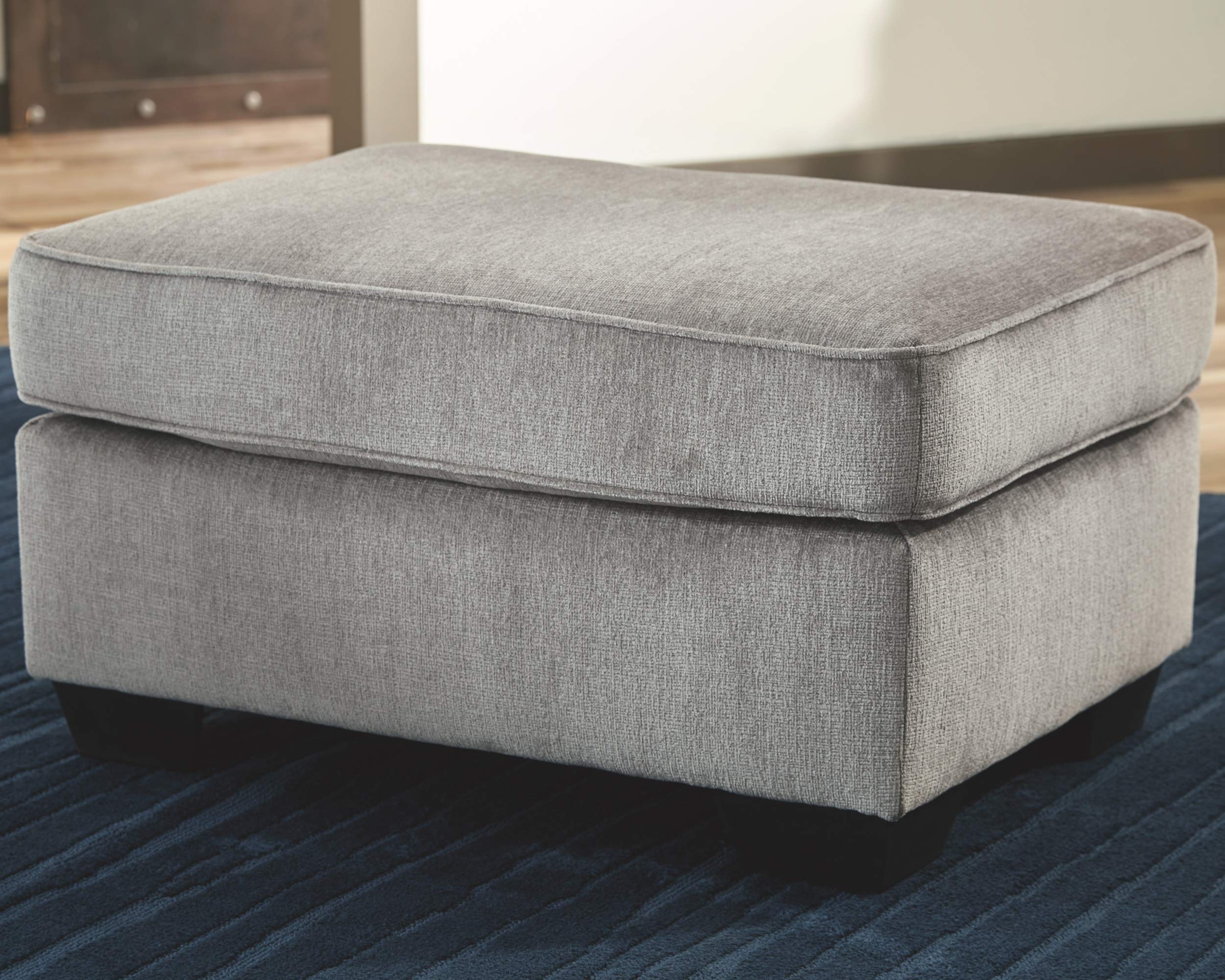 Signature Design by Ashley Altari Modern Rectangular Accent Ottoman in Light Gray - Stylish Footrest & Extra Seating for Living Room, Bedroom or Office