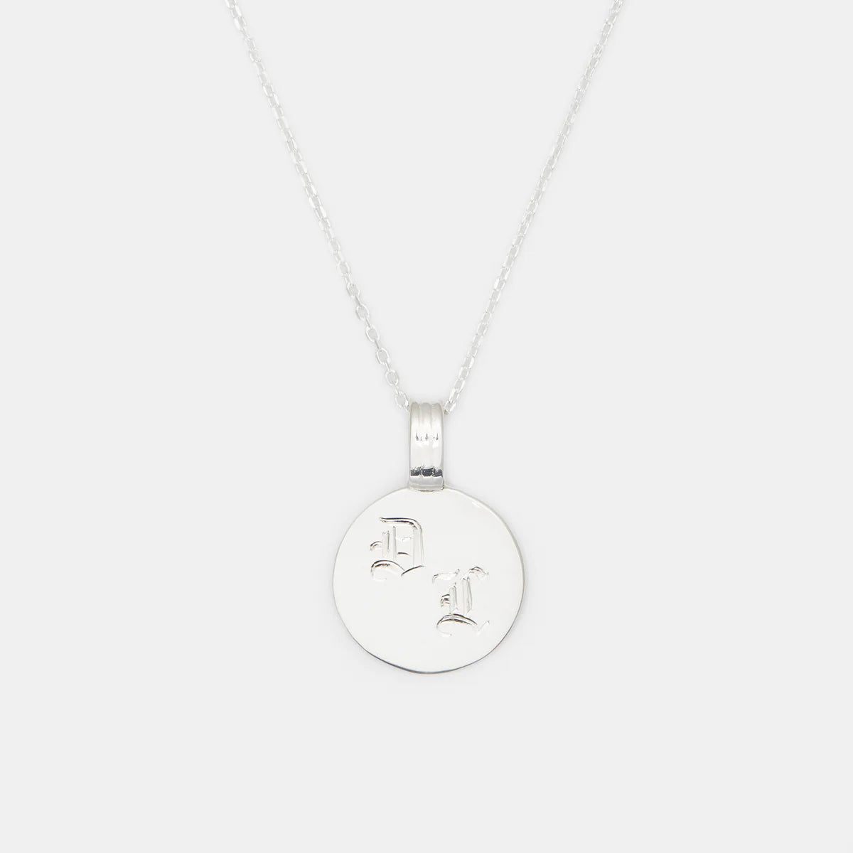 His and Hers Joan Initial Medallion Necklace in Sterling Silver - Perfect Couple Gift for Anniversary, Valentine's Day & Romantic Occasions