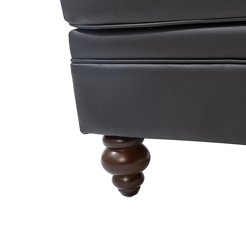 Basilio Modern Genuine Leather Storage Ottoman Bench - Living Room Footrest, Coffee Table & Extra Seating - Perfect for Home, Office & Bedroom