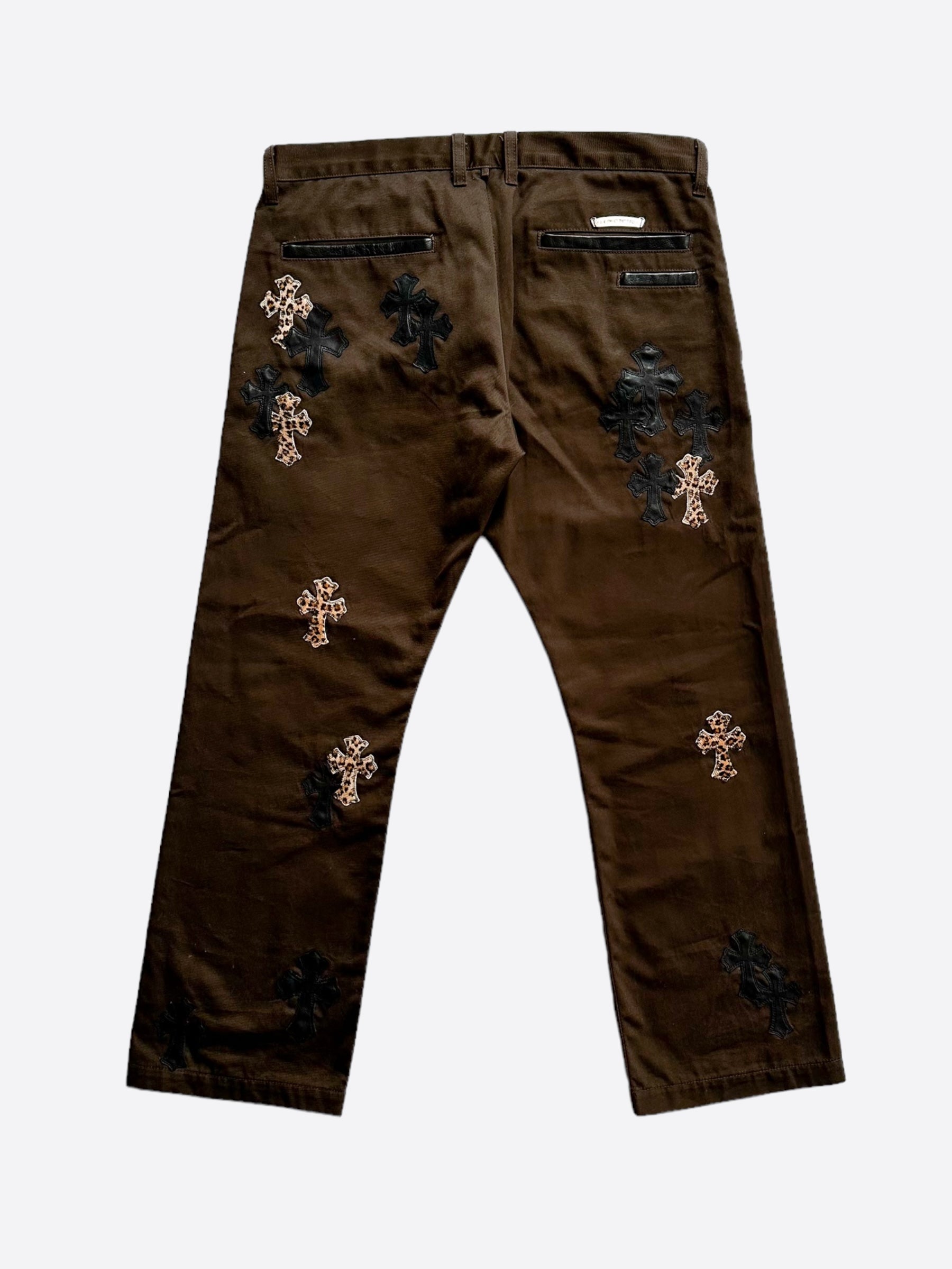 Chrome Hearts Brown Cross Patch Chino Pants for Men - Stylish Casual & Streetwear Fashion | Perfect for Everyday Wear, Parties, and Urban Outfits