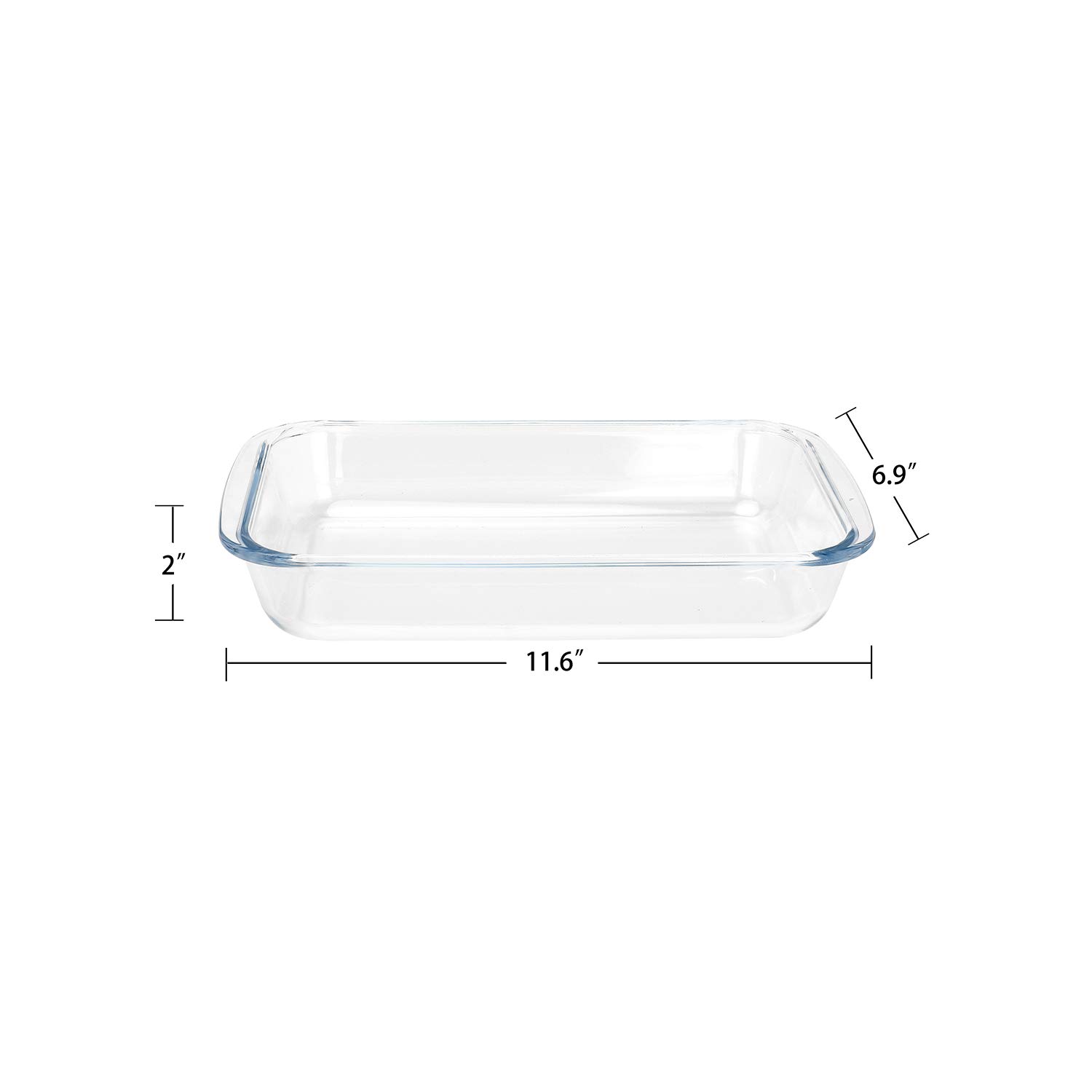 FOYO Basics 1.6 Quart Clear Oblong Tempered Glass Baking Dish - Oven Safe Casserole Pan for Lasagna, Brownies & Casseroles - Perfect for Baking, Serving & Food Storage