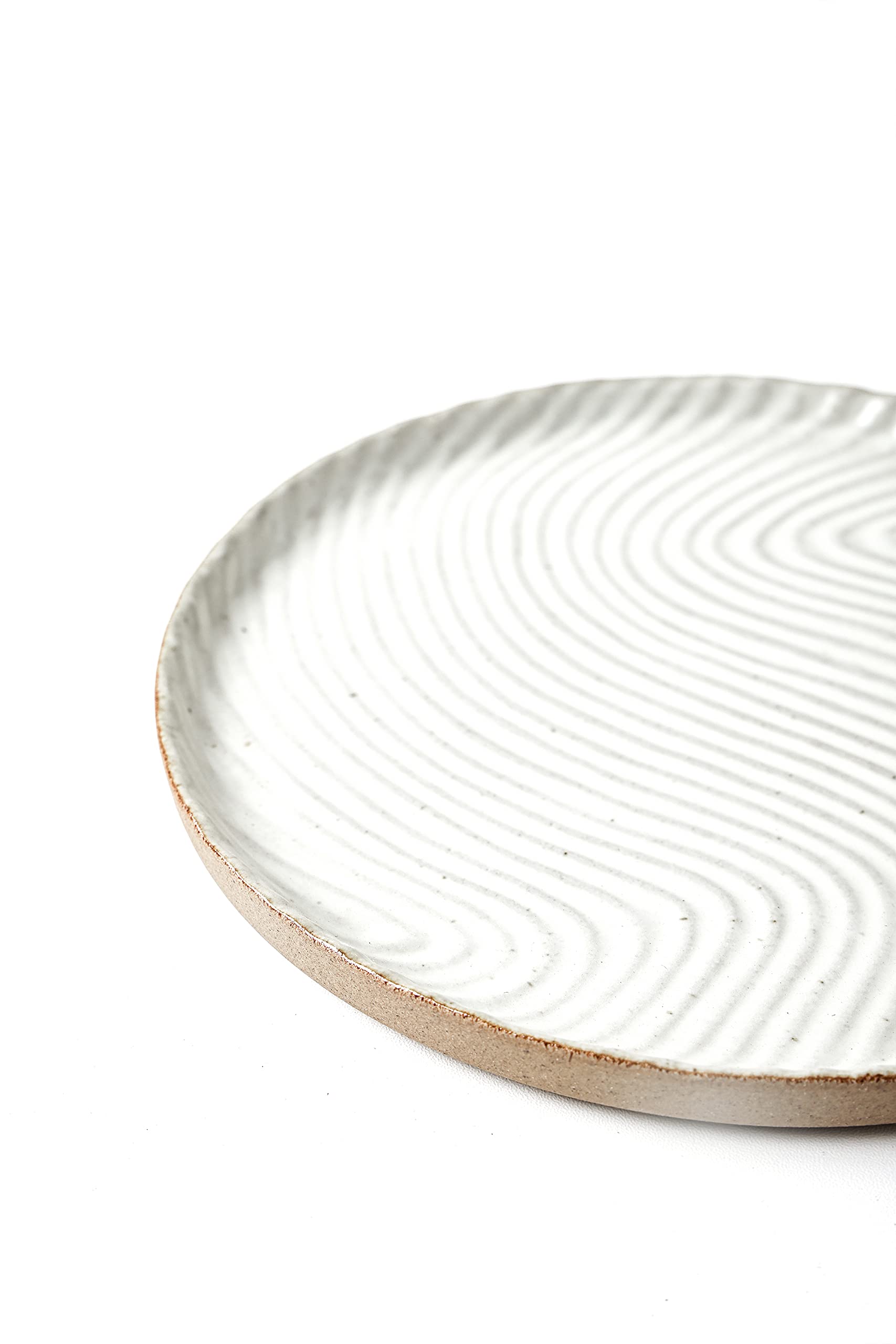 Elegant White Round Vanity Tray with Brown Trim - 8