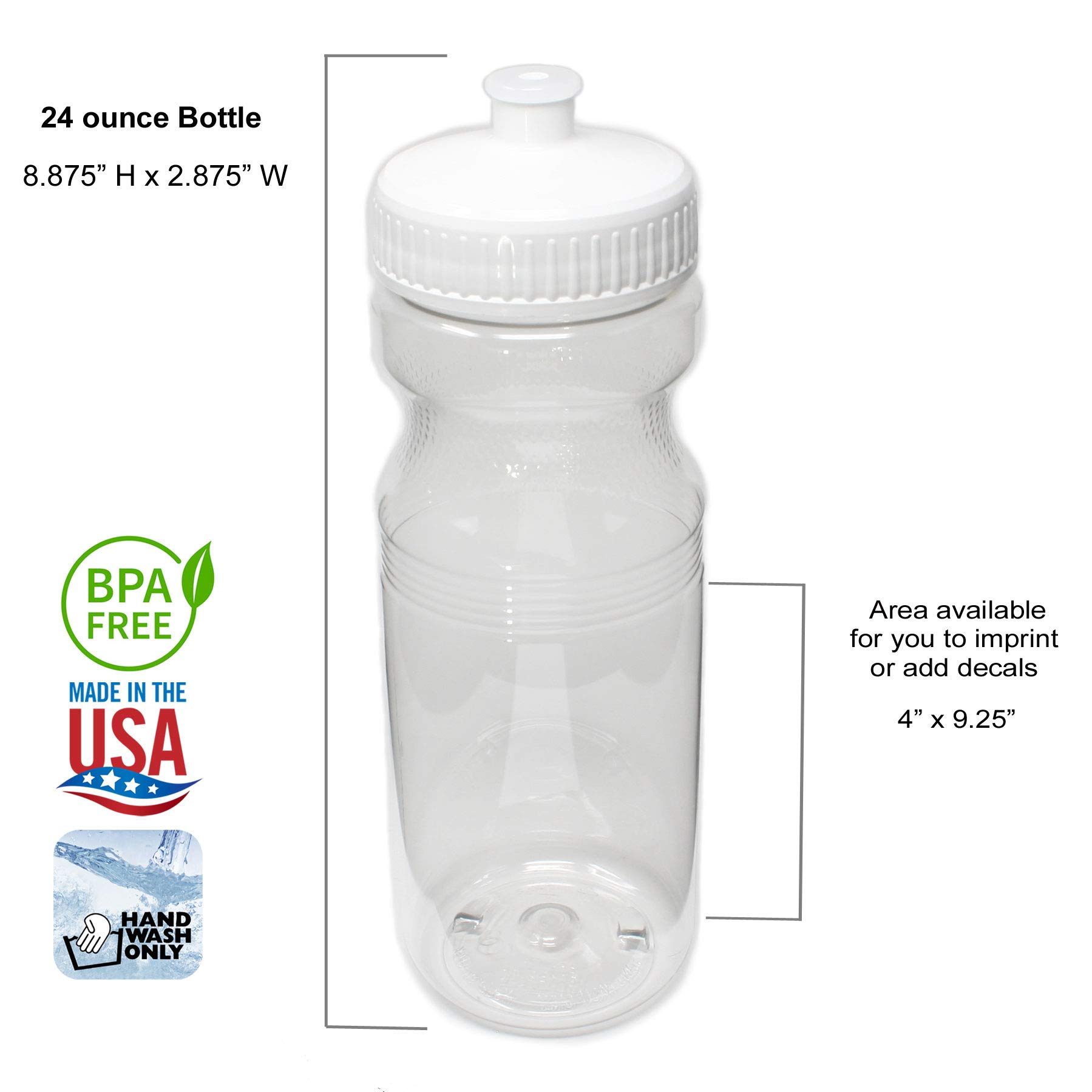 BPA-Free 24oz Water Bottles (100 Pack) - Made in USA | Reusable Plastic Bottles for Office, Gym, School & Outdoor Activities