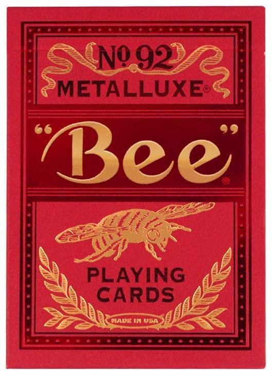 Premium Bee MetalLuxe Red Playing Cards - Elegant & Durable for Poker, Magic Tricks, and Cardistry | Perfect for Game Nights, Collectors, and Professional Performers