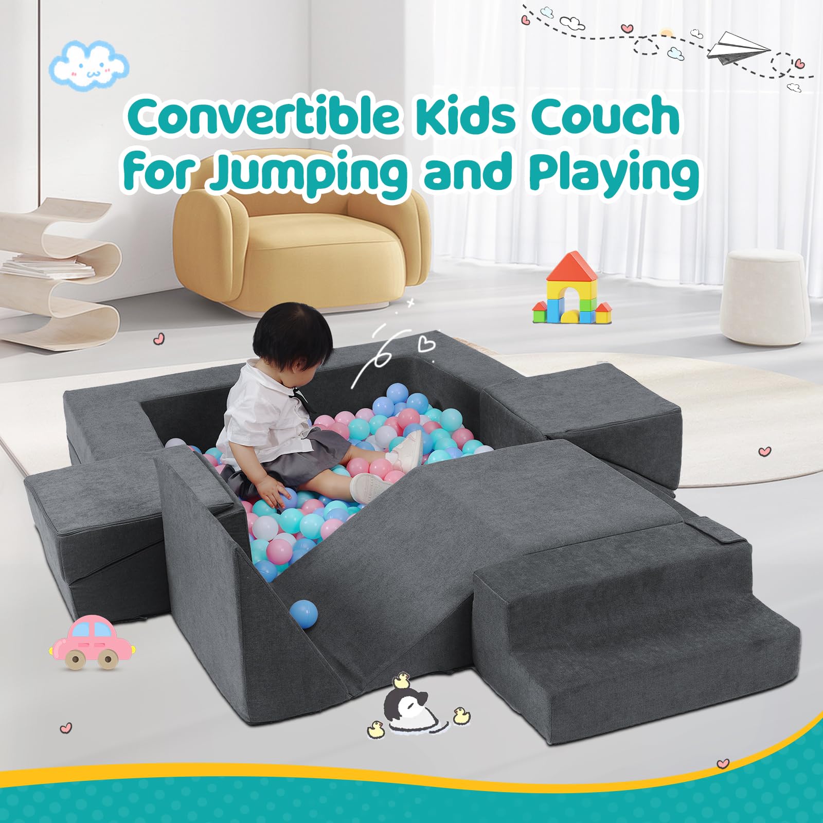 Foam Climbing Blocks for Toddlers - Soft Convertible Indoor Climbing Toys with Steps & Ramp - Safe Crawl & Climb Activity Playset for Kids - Perfect for Playrooms, Daycares & Home Learning Spaces