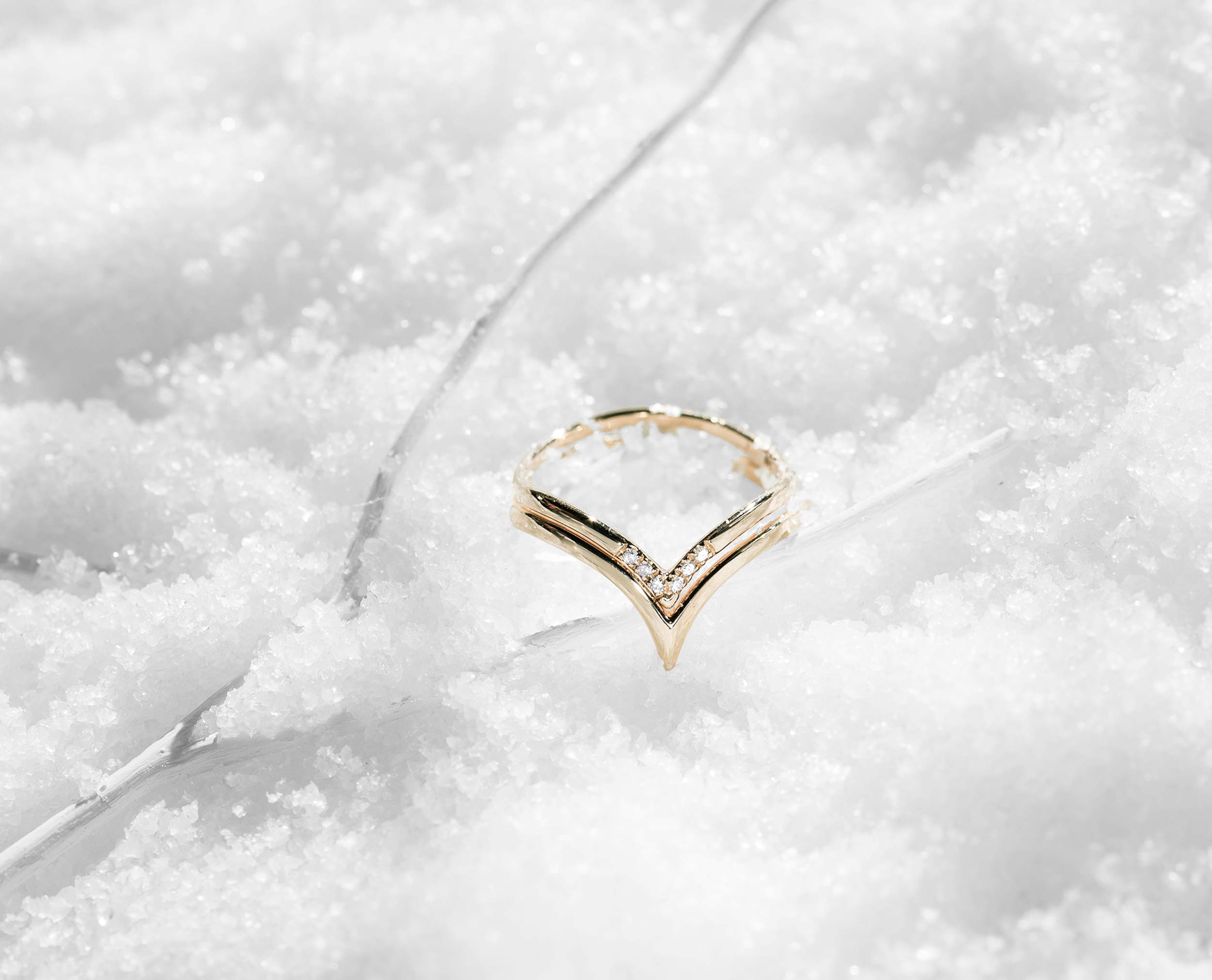 Majade 14K Yellow Gold Wedding Ring Set - Handmade Diamond V Chevron Engagement & Matching Bands for Couples | Minimalist Bridal Jewelry for Weddings, Anniversaries & Romantic Occasions
