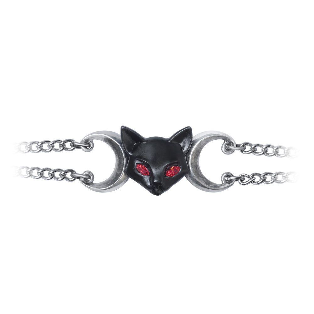 Stylish Crescent Black Cat Bracelet for Women - Gothic Moon Cat Jewelry for Halloween, Witchy Aesthetic & Boho Fashion Accessories | Perfect for Parties, Gifts & Everyday Wear