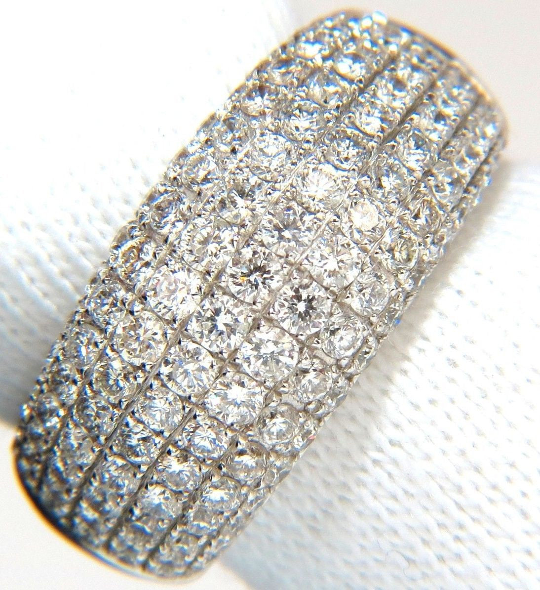 2.77CT Full Cut Diamond Bead Set Wide Band Ring - 18KT White Gold, 10MM Width, Size 6.75 - Elegant Wedding Band, Anniversary Gift & Everyday Luxury Jewelry