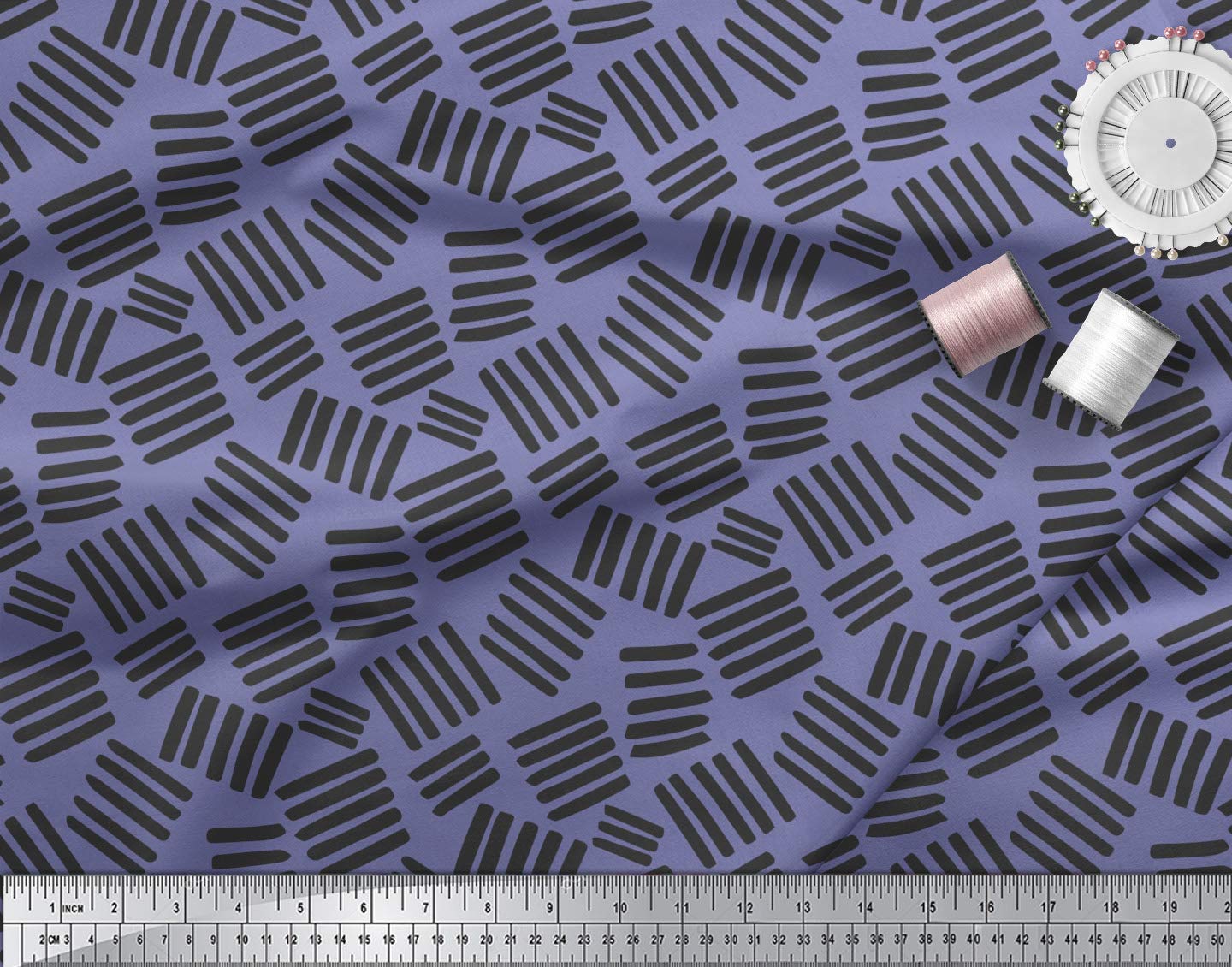 Soimoi Moss Georgette Purple Fabric by The Yard - 42 Inch Wide Brush Stroke Abstract Printed Textile for Dresses, Scarves & Home Decor | Artistic Floral Design Fabric for DIY Sewing Projects & Creative Decorations
