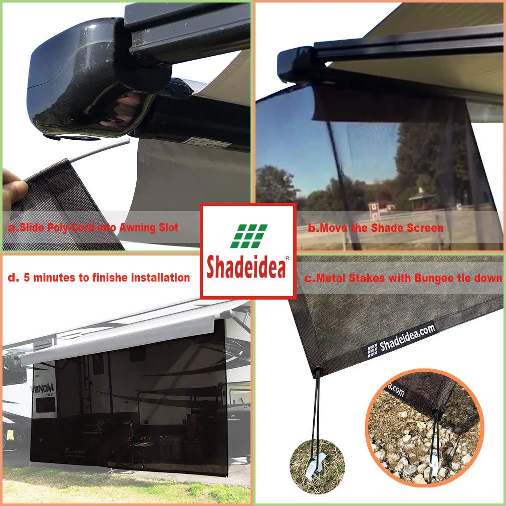 RV Sun Shade Screen for Awning - 6' X 10' 5'' Brown Mesh Sunshade for Motorhome & Camping Trailer | UV Protection & Sunblock Canopy | Durable & Breathable | Perfect for Outdoor Camping, Road Trips & RV Adventures | 3-Year Warranty by Shadeidea