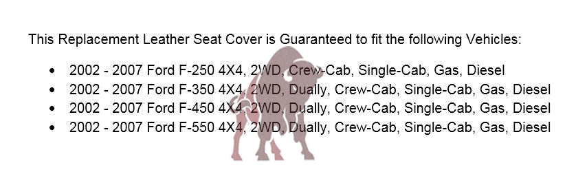 2003-2007 Ford F250 F350 F450 F550 Lariat Seat Covers - Premium Black Leather or Vinyl Replacement - Perfect for Truck Protection & Customization