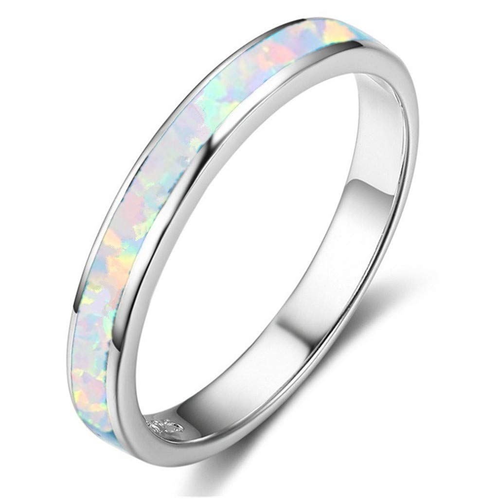 Exquisite Blue White Faux Opal Ring - Elegant Wedding & Engagement Jewelry for Women, Dainty Stackable Band for Everyday Wear & Special Occasions