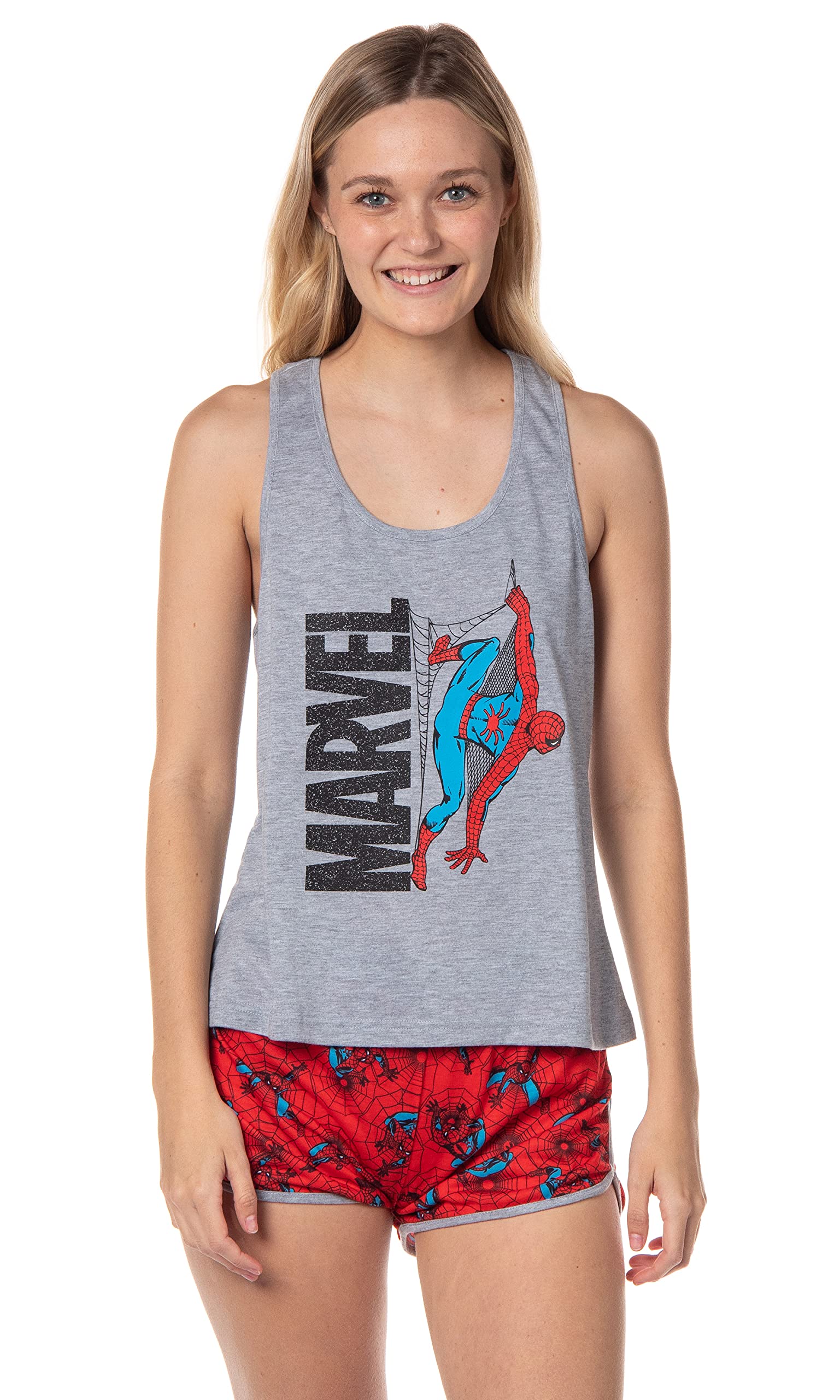 Marvel Women's Spider-Man Comic Superhero Pajama Set - Short Sleeve & Shorts for Sleepwear, Lounge & Cosplay - Soft Cotton Comfort for Fans & Collectors