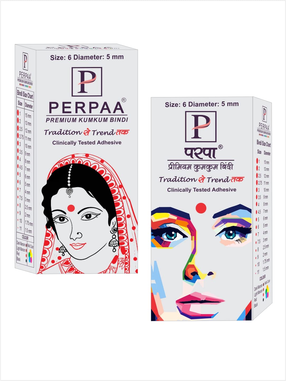 PERPAA Kumkum Black Round Bindi Stickers for Women - 5mm Diameter Forehead Dot (Pack of 06) - Perfect for Indian Weddings, Festivals and Traditional Makeup Looks