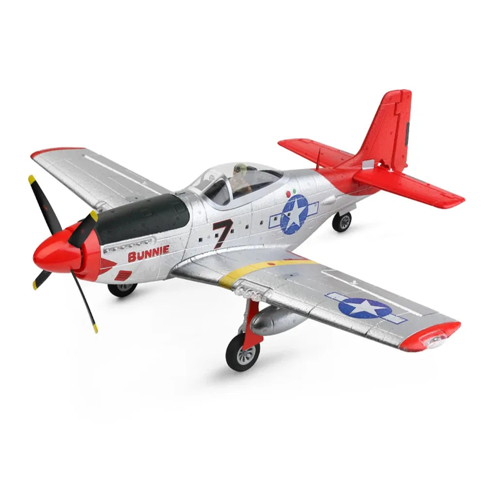 WLTOYS XK A280 560mm P51 Mustang RC Airplane - 2.4GHz 4CH EPP Fighter with 3D/6G System & LED Lights - Ready to Fly (RTF) - Perfect for Outdoor Flying, Aerial Stunts, and RC Hobby Enthusiasts