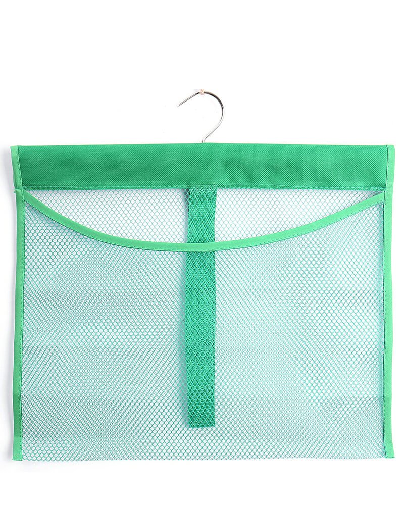 ALYER Hanging Mesh Shower Organizer for Shampoo & Conditioner (34oz/1000ml Capacity) - Colorful Bathroom Storage with 4 Pockets, Space-Saving Tandem Design - Perfect for Small Bathrooms, Dorm Rooms & RV Showers (Green)