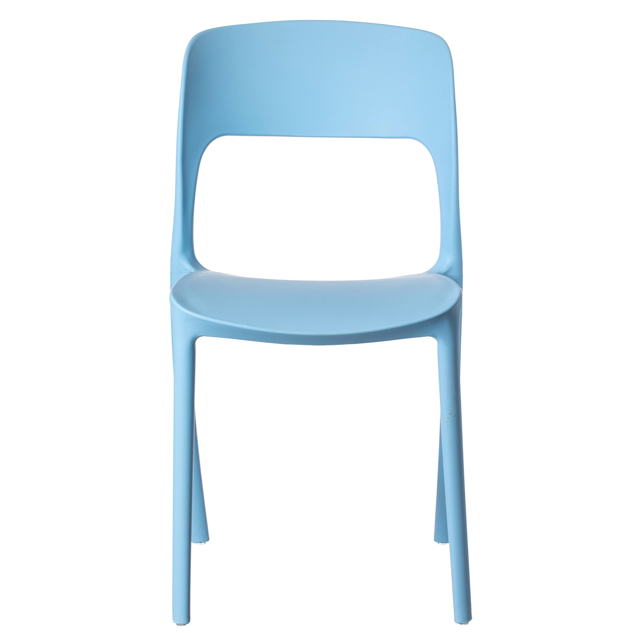 Fabulaxe Modern Plastic Outdoor Dining Chair with Open Curved Back - Lightweight & Weather-Resistant Patio Furniture for Garden, Poolside, and Backyard Dining (Blue)